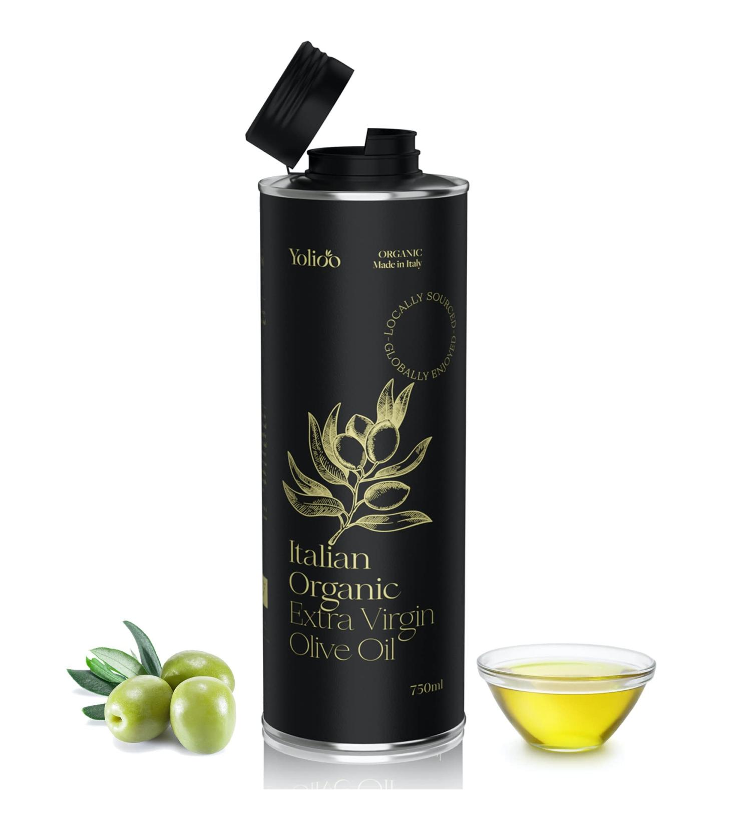 Yolioo 0.75L Premium Italian Organic Extra Virgin Cold Pressed Olive Oil from Tuscany - Fresh Harvest Everyday Blend, Leakproof Bottle - Best Quality Olive Oil for Cooking - Buy Now! - Buy Online on GoSupps.com