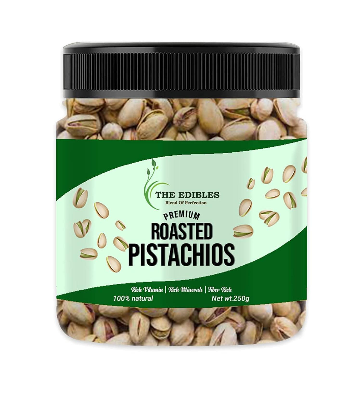 THE EDIBLES Roasted & Salted Pistachio 250g | Fresh and Natural |Healthy Snack_Packing May Vary - Buy Online on GoSupps.com