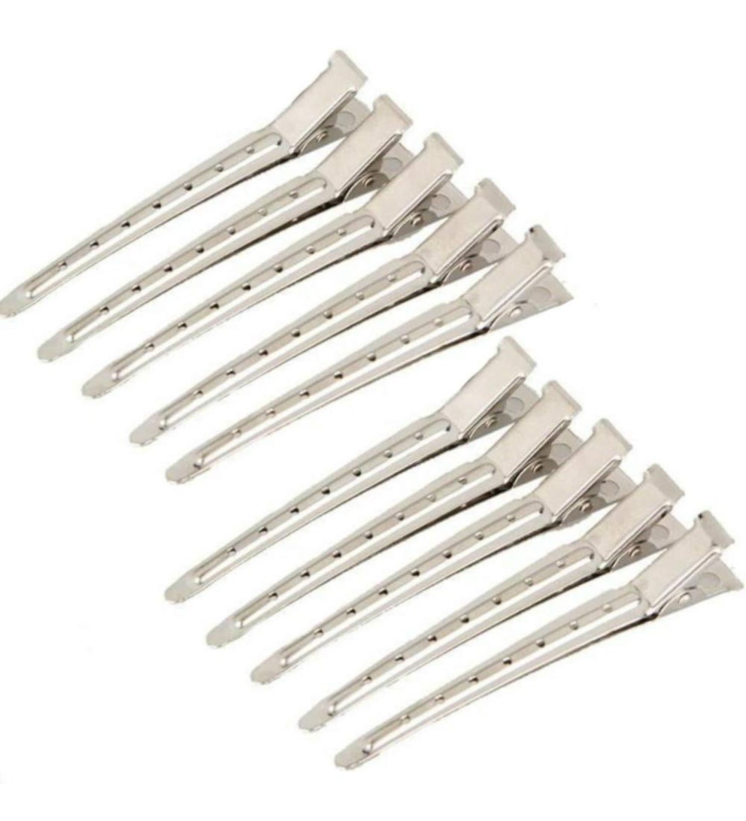 Super Glock Hair Clips for Women - 10 Piece Metal Crocodile Hairdresser Clips with Holes - Durable Silver Steel Hair Accessories - Buy Online on GoSupps.com