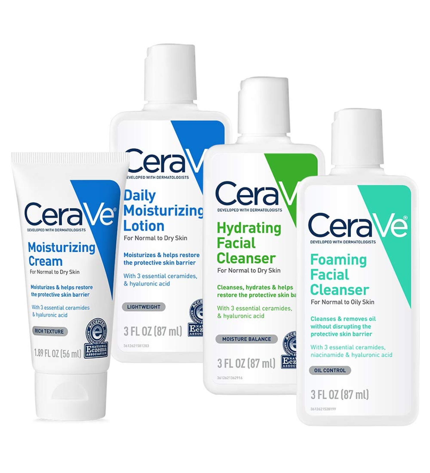 CeraVe Travel Size Skin Care Set: Moisturizing Cream, Lotion, Foaming Face Wash, Hydrating Face Wash - Buy Online on GoSupps.com