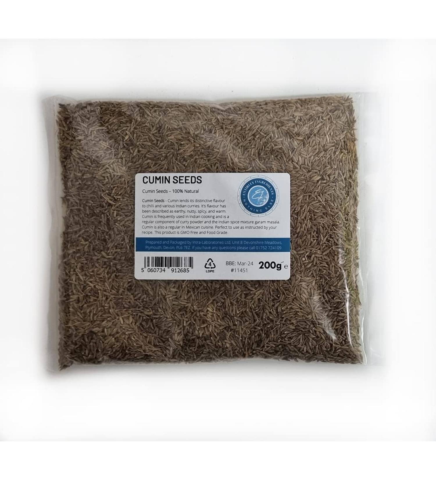 Entirely Ingredients Cumin seeds 200g - Selected for Premium Quality - Premium Food Grade - Buy Online on GoSupps.com