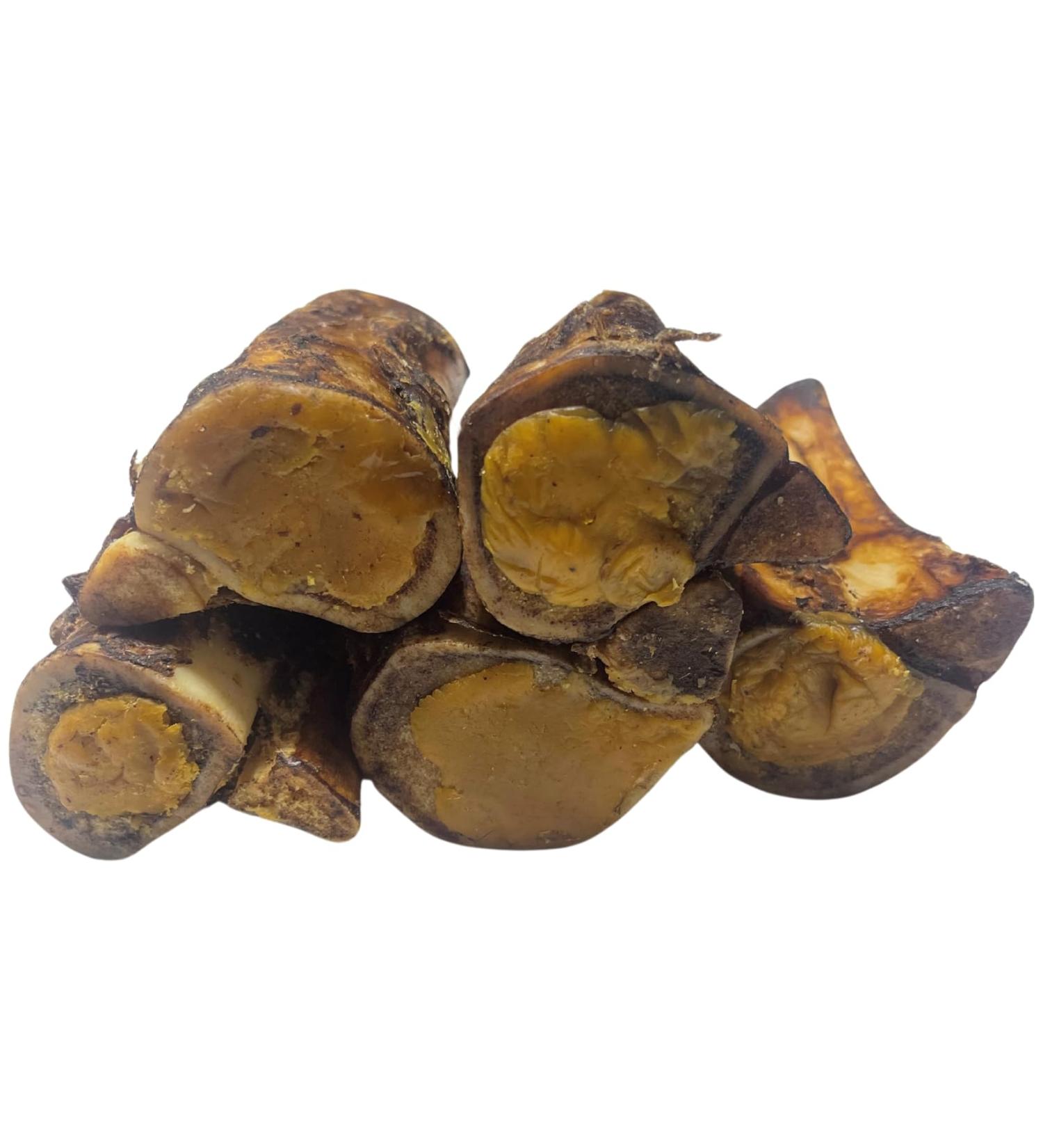 Natural Stuffed Marrow Bones - *(Pack of 5-6 INCH)* - Marrow Bones for Dogs - (Beef/Sweet Potato/Bacon and Cheese OR PB Stuffed) - Dog CHEW Treat - 100% Natural - (5 Pack - Bacon and Cheese) - Buy Online on GoSupps.com