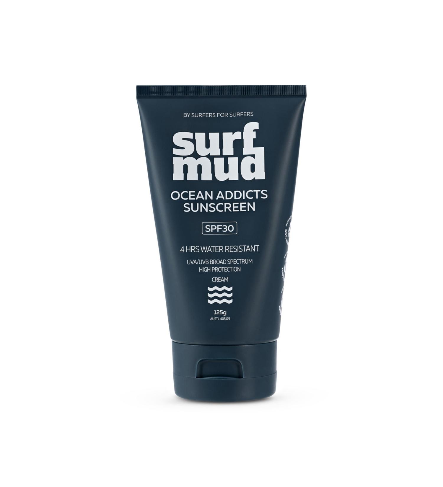Ocean Addicts SPF30 Sunscreen 125g | SURFMUD Australia - Best Protection for Surfing & Outdoor Adventures - Buy Online on GoSupps.com