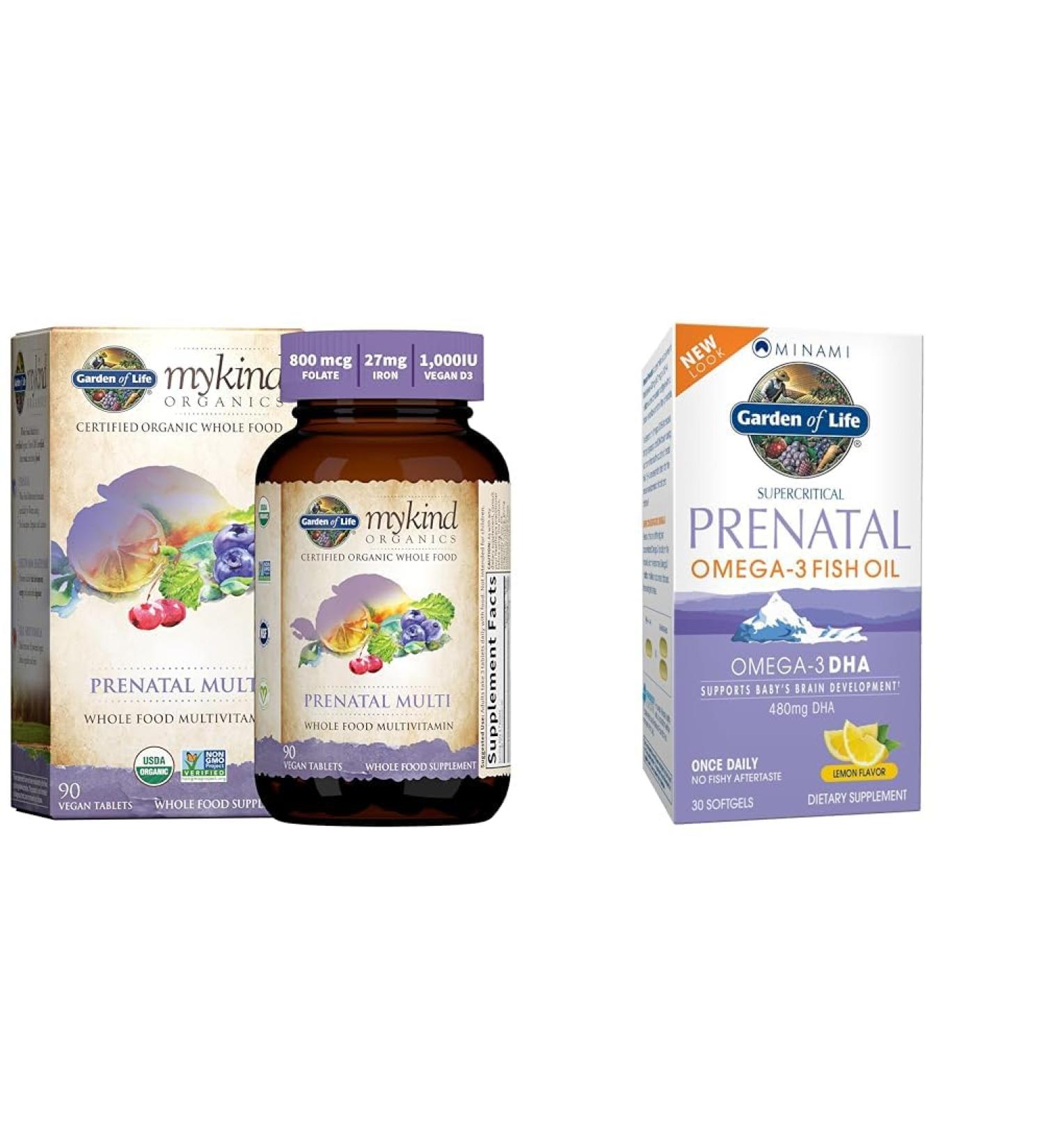 Garden of Life Women s Prenatal Multivitamin with Vitamin D3 B6 B12 C & Iron & Minami Natural Prenatal DHA Omega 3 Fish Oil Supplement Softgels Lemon 30 Count - Buy Online on GoSupps.com