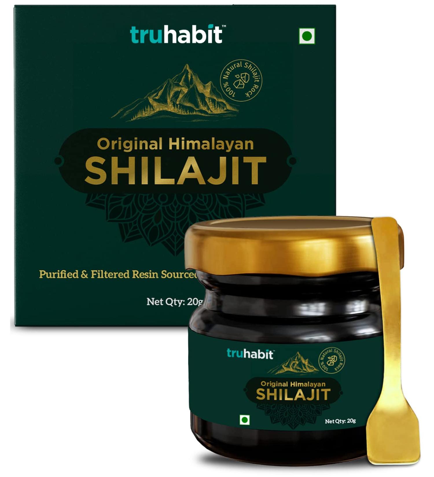 TruHabit Original Himalayan Shilajit Resin (20g) - Organic Fulvic Acid Supplement | Pure Tested Authentic Oil for Men & Women - Buy Online on GoSupps.com