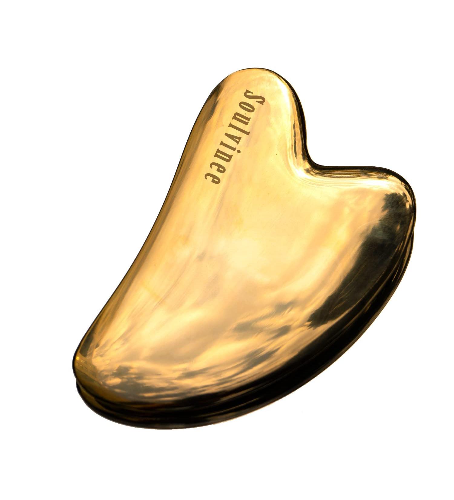 Soulvinee Bronze Kansa Gua Sha Facial Massage Tool for Fine Lines Glowing Skin Reduces Stress and Eye Puffiness - 144 gm - Buy Online on GoSupps.com