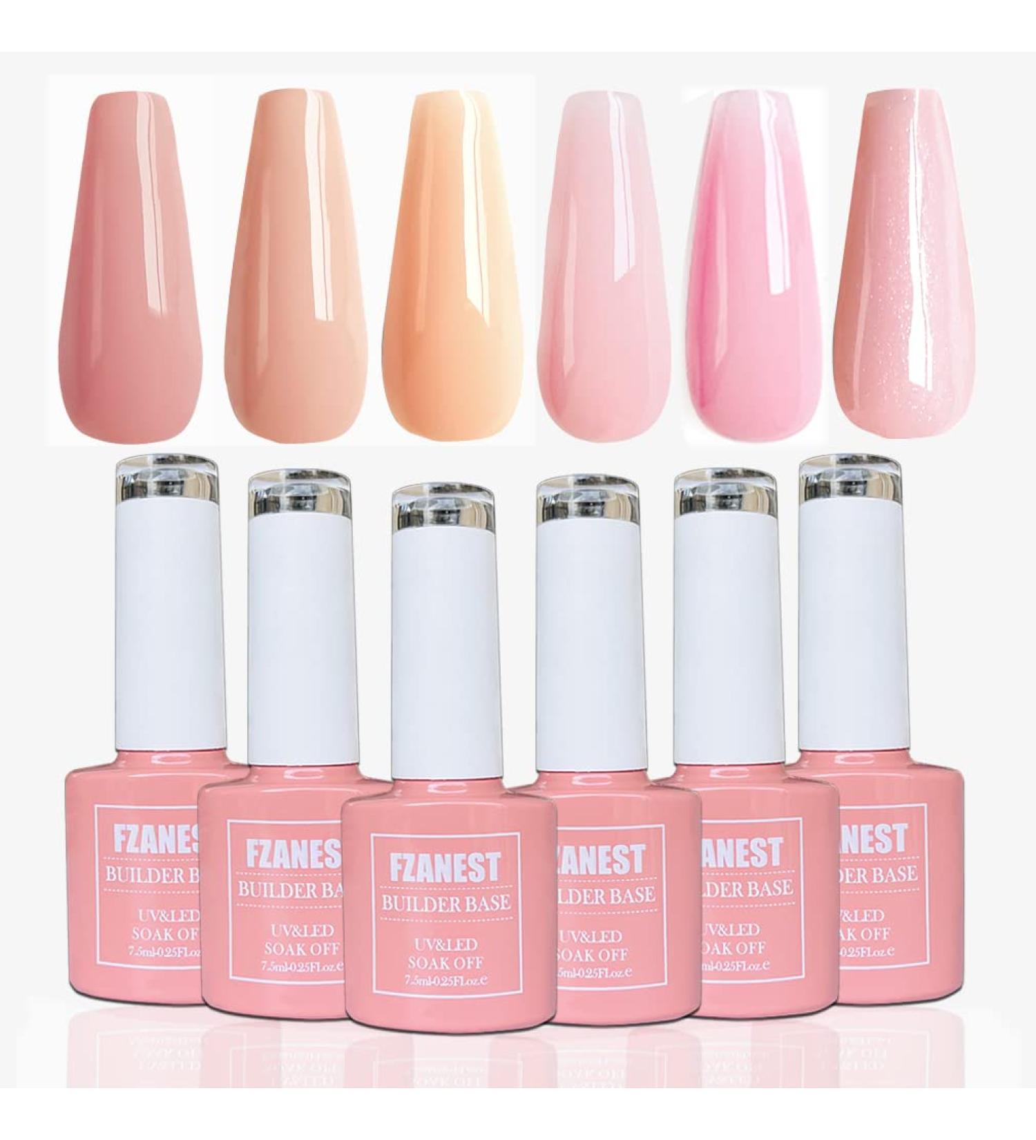 FZANEST Builder Base in a Bottle For Nails Kit Gel Nail Polish Rubber Base Gel For Nails Set Brush on Builder Base Gel Elastic Rubber Base Coat 5 in 1 Strengthen/Extension Gel Polish Set-06 - Buy Online on GoSupps.com