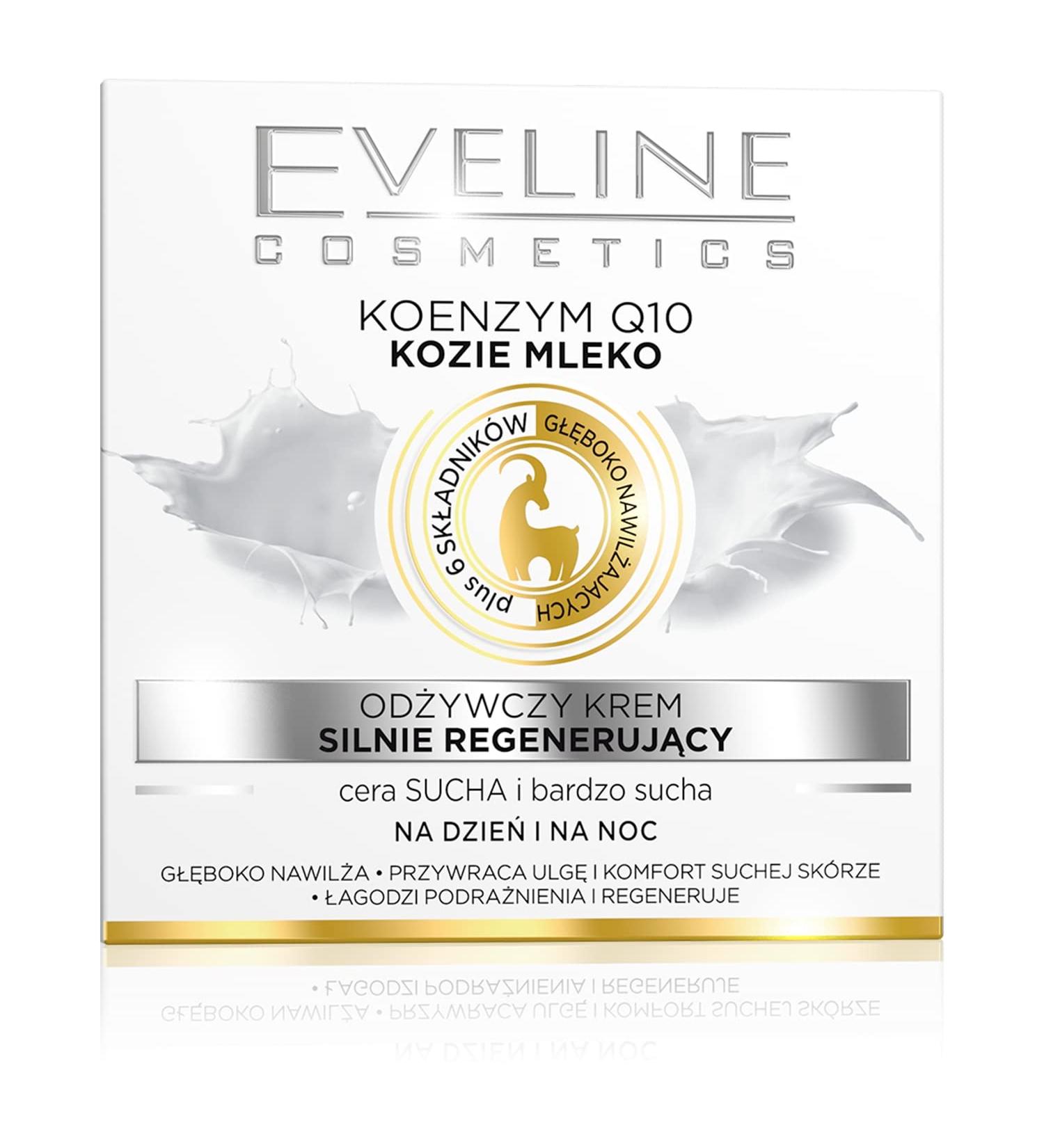 Eveline Cosmetics Nature Line Goats Milk Intensely Regenerating and Nourishing Day and Night Cream m Reduce Wrinkles Fine Lines Even Skin Tone Age Spots Sun Spots with Coenzyme Q10 and Goats Milk