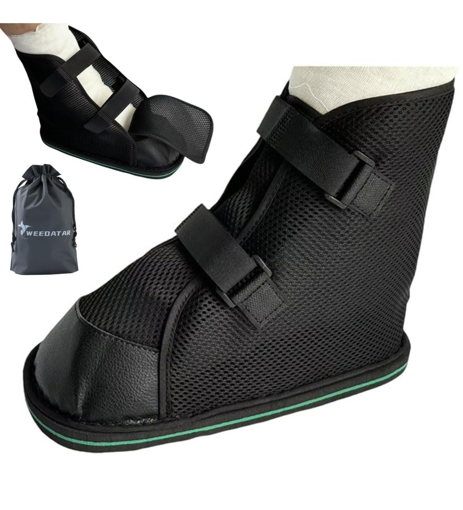 WEEOATAR Post Operation Boot Post Op Shoe Walking Shoe Adjustable Orthopedic Recovery Shoe Closed Toe with Magic Stickers for Broken Foot or Toe Stress Fractures Bunions or Hammer(Black L)