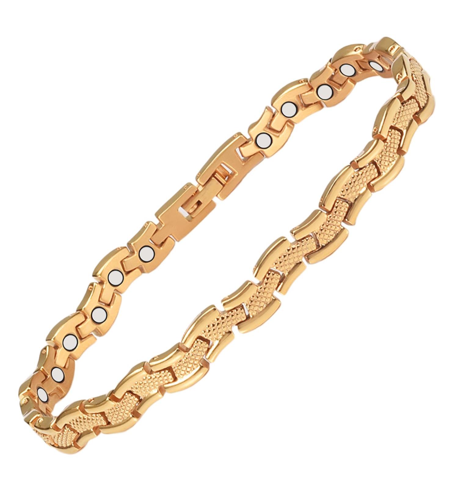 EnerCoppeX Magnetic Ankle Bracelet for Women Stainless Steel Lymph Detox Anklet 3500 Gauss Effective Magnet (SAC-0189G) - Buy Online on GoSupps.com