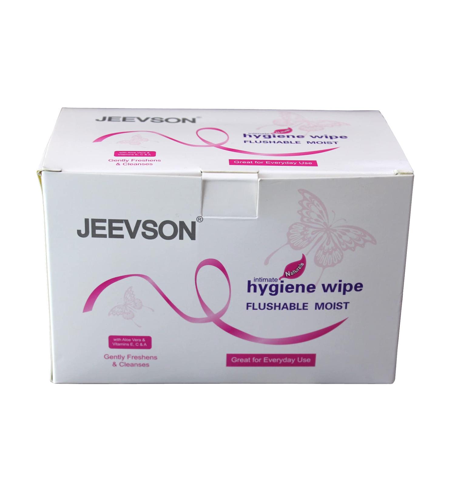 Jeevson Individually Wrapped Flushable Intimate Wipes - Perfect for Travel | Eco-Friendly & Convenient | 1 Box - Buy Online on GoSupps.com