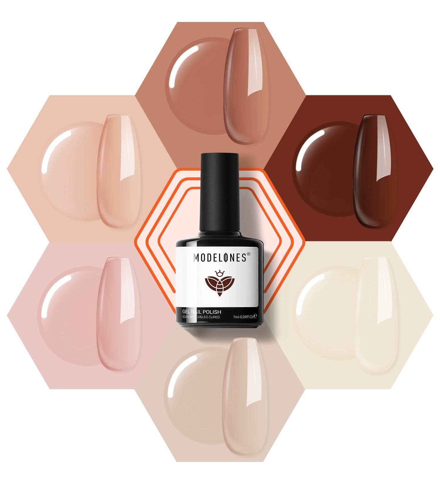 Modelones Nude Gel Nail Polish Set - 6 Colors for Manicure & Nail Art - Skin Tone Soak Off Gel Kit - Perfect Gift - Buy Online on GoSupps.com