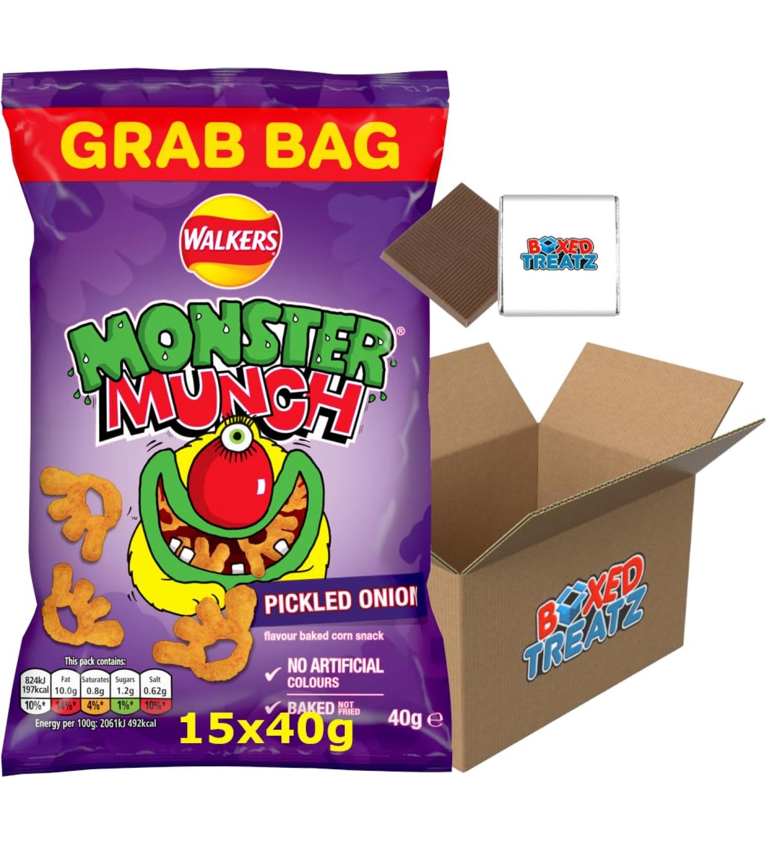 Monster Munch Grab Bags Bundle: Pickled Onion Roast Beef & Flamin' Hot 40g Bags (Boxed Treatz) (15 Monster Munch Pickled Onion 40g Grab Bag 15x) Monster Munch Pickled Onion 40g Grab Bag 15x 15 - Buy Online on GoSupps.com