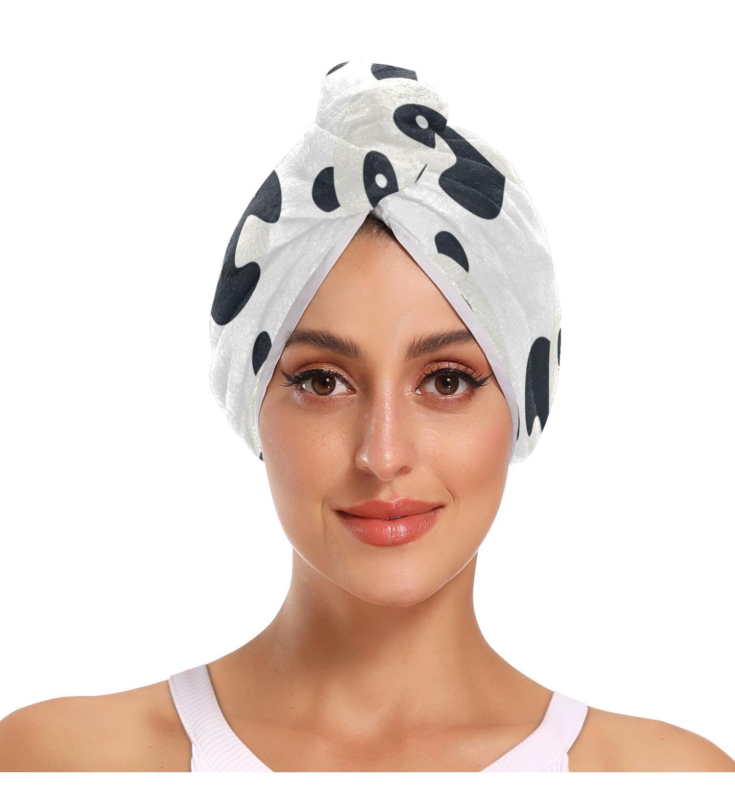 Unhappy Panda Hair Towel 2 Pack - Super Absorbent Quick Dry Hair Turbans for Women & Girls - Buy Online on GoSupps.com