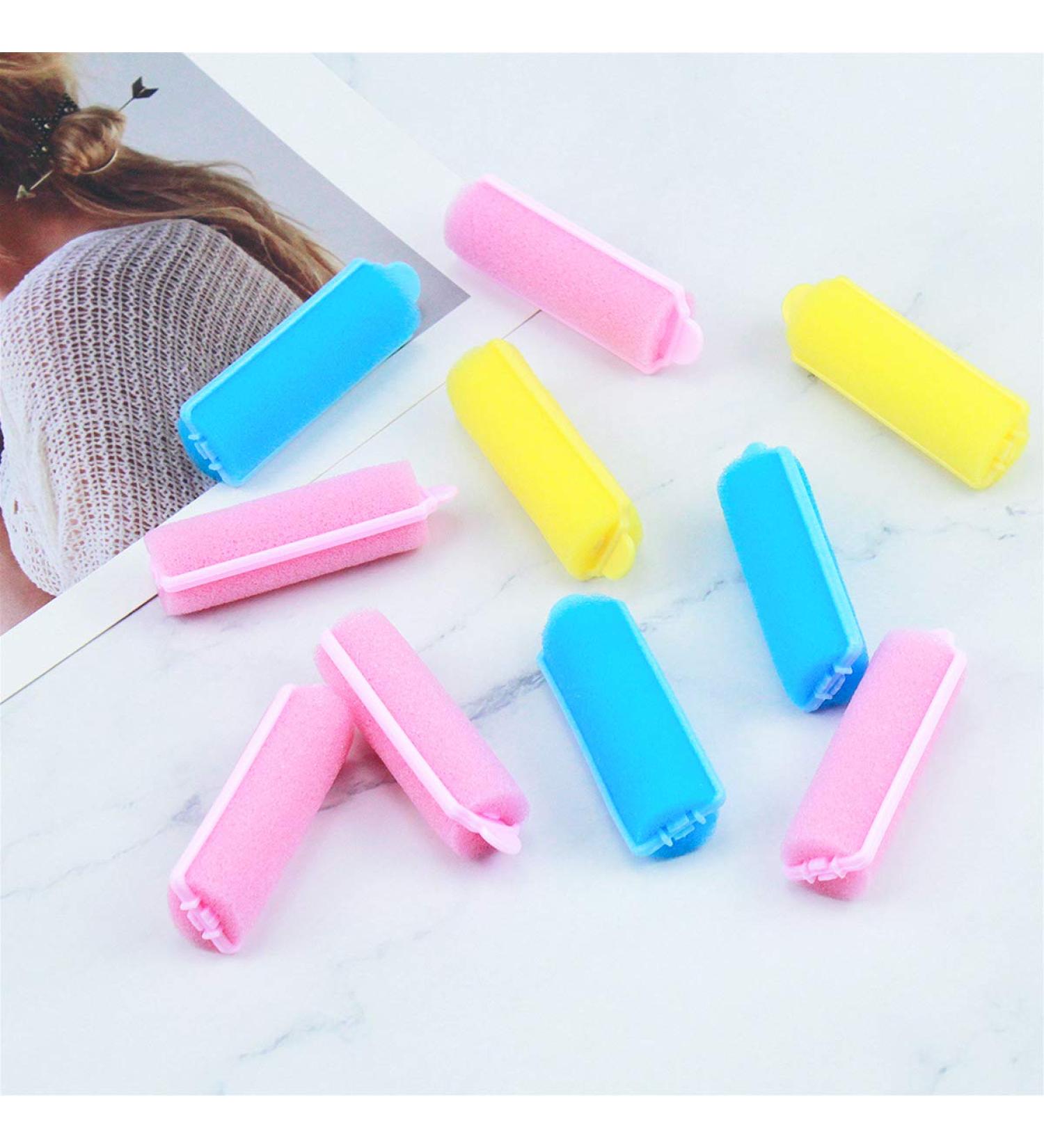 36 Pieces Foam Sponge Curly Curlers Soft Hair Roll DIY Styling Tool for Women & Children (Pink Yellow Blue) 2cm - Buy Online on GoSupps.com