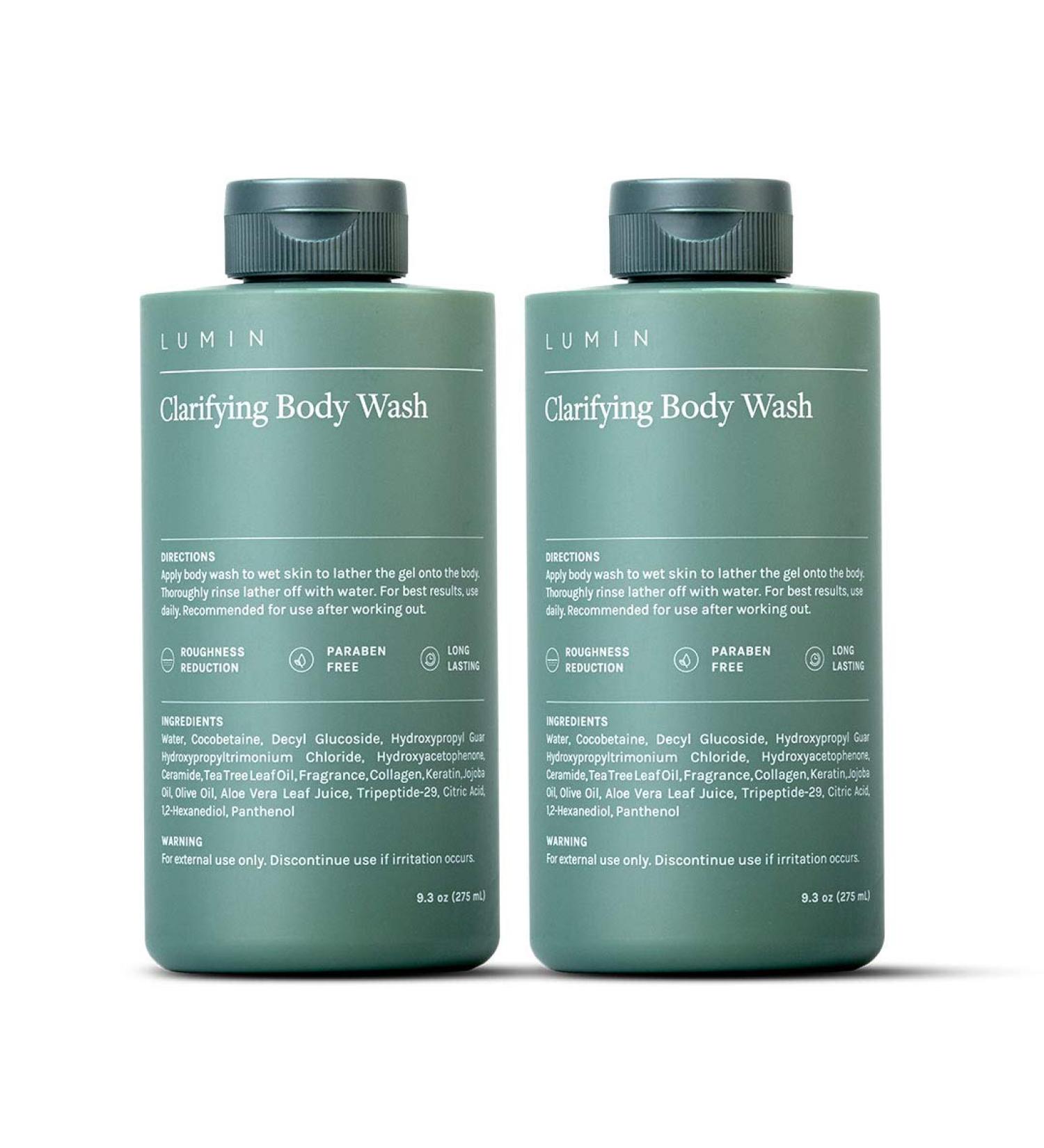 Lumin Men's Clarifying Body Wash (2-Pack) - Tea Tree Leaf Oil Formula for Gentle Hydrating Cleanse, Removes Dirt Build-Up & Moisturizes Dry Skin - Buy Online on GoSupps.com