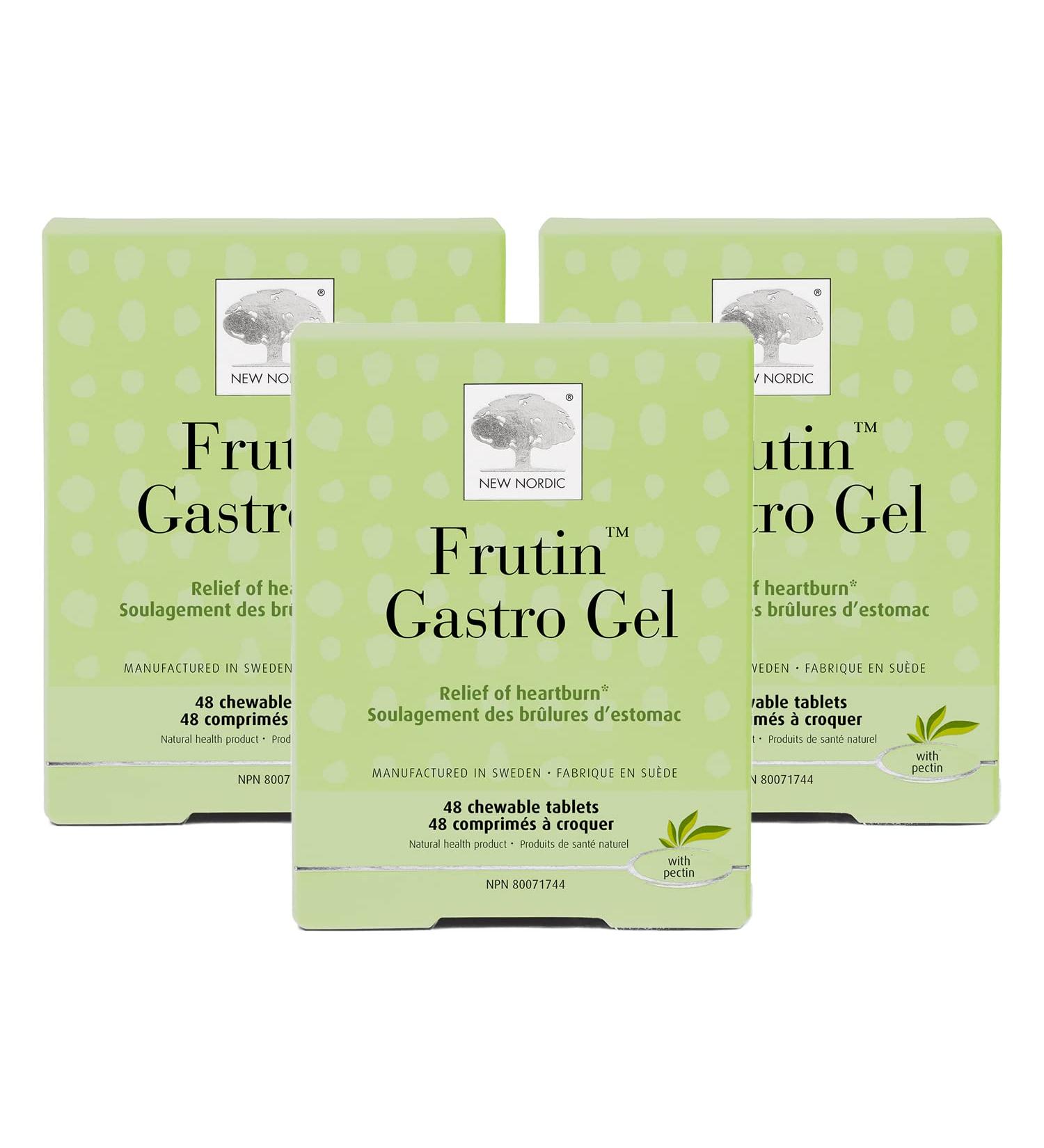 New Nordic Frutin Gastro Gel - Sugar-Free Vegan Chewable Antacid - Supports Stomach Acid Relief - Made with Citrus Pectin - 48 Chewable Tablets (Pack of 3) - Buy Online on GoSupps.com