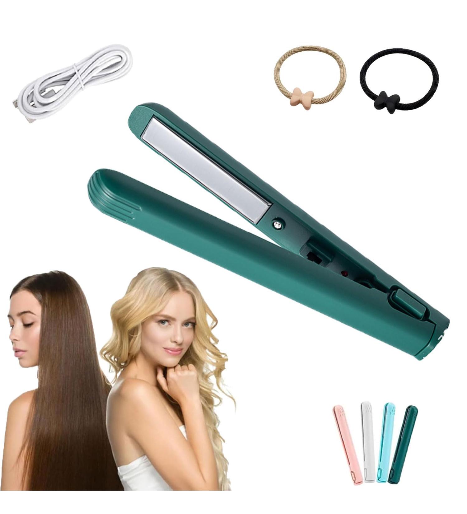 Mini Dual-Purpose Curling Iron USB Mini Dual-purpose Hair Straightener Curling Iron Goodwillbrave Mini Curling Iron Long-Lasting Portable Travel Hair Styler (Upgrade Green) - Buy Online on GoSupps.com