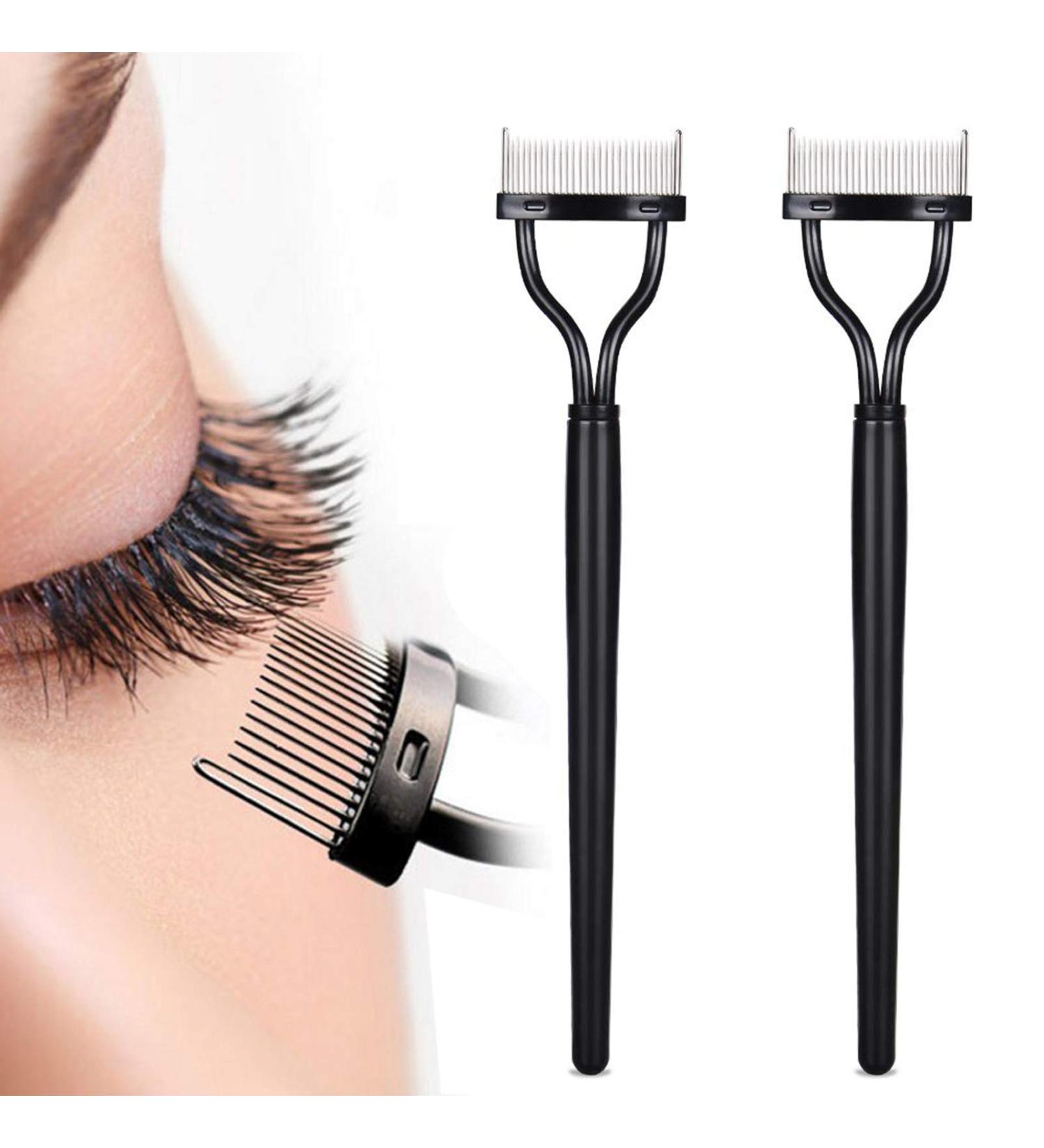 Metal Eyelash Comb Curler Set - 2 Pcs Professional Mascara Separator & Lash Extensions Tool for Beautiful Eyelashes - Buy Online on GoSupps.com