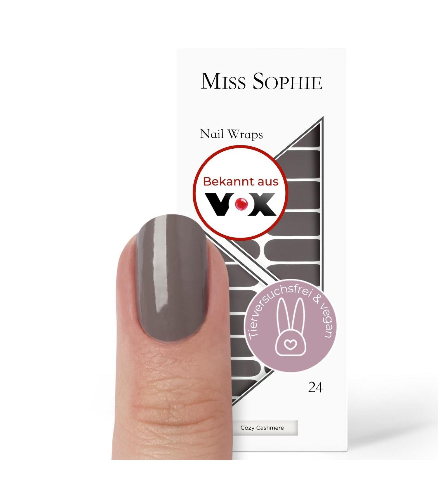 Original Miss Sophie Nail Foils - Cozy Cashmere | 24 Ultra-Thin Nail Polish Strips in Brown & Gray | Perfect for Finger & Toenails on All Nail Types - Buy Online on GoSupps.com