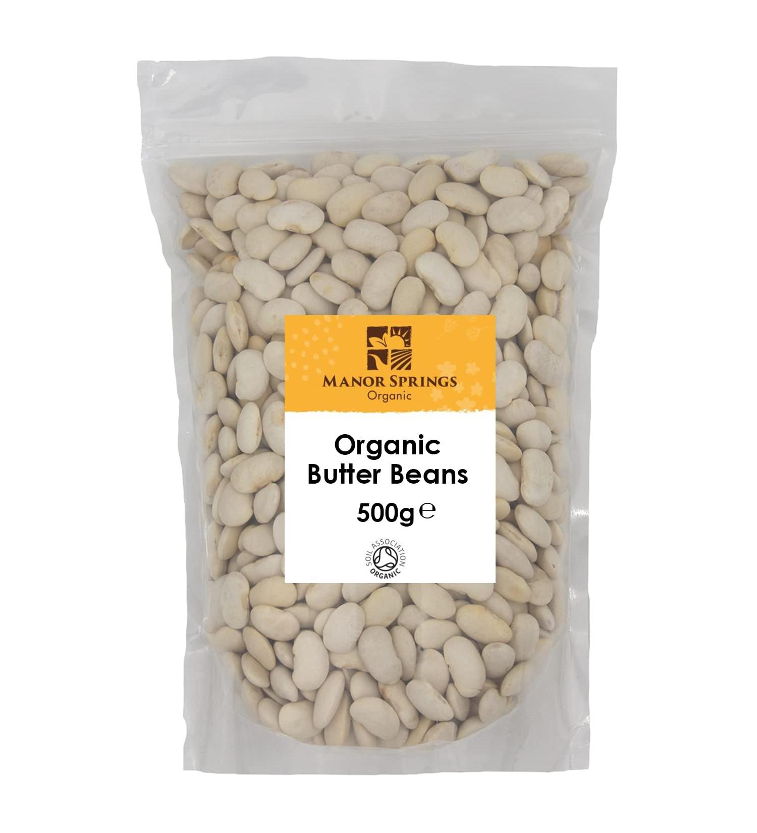 Organic Butter Beans 500g by Manor Springs Organic - Buy Online on GoSupps.com