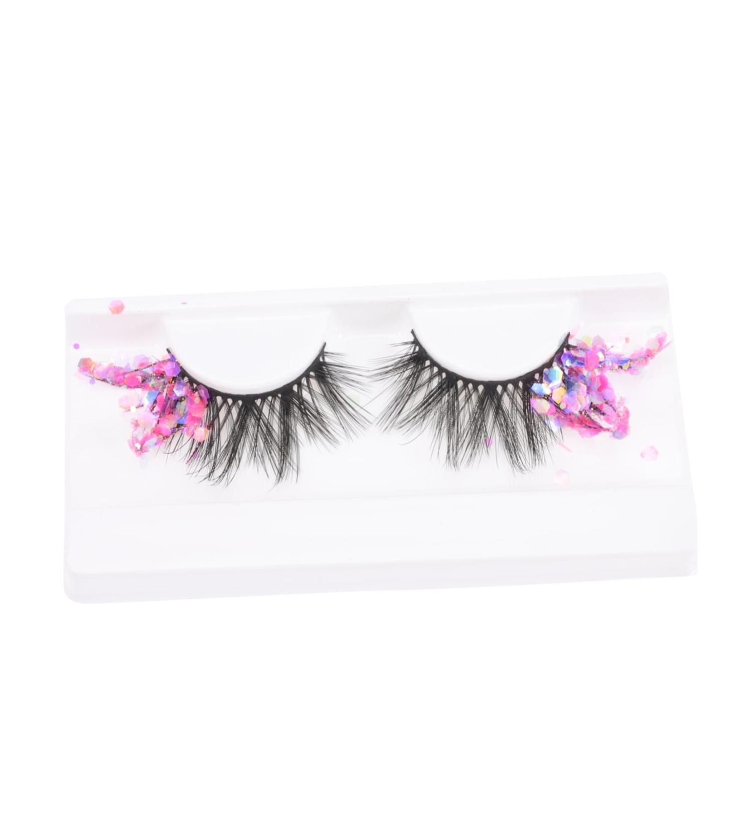 Housoutil 1 Pair Fake Eyelashes Sequin Eyelashes False Eyelashes Women Glitter Eyelashes Colored Lash Extensions Costume Eyelashes Rainbow Eyelashes Glitter Binder Fiber 3d Fluorescence - Buy Online on GoSupps.com