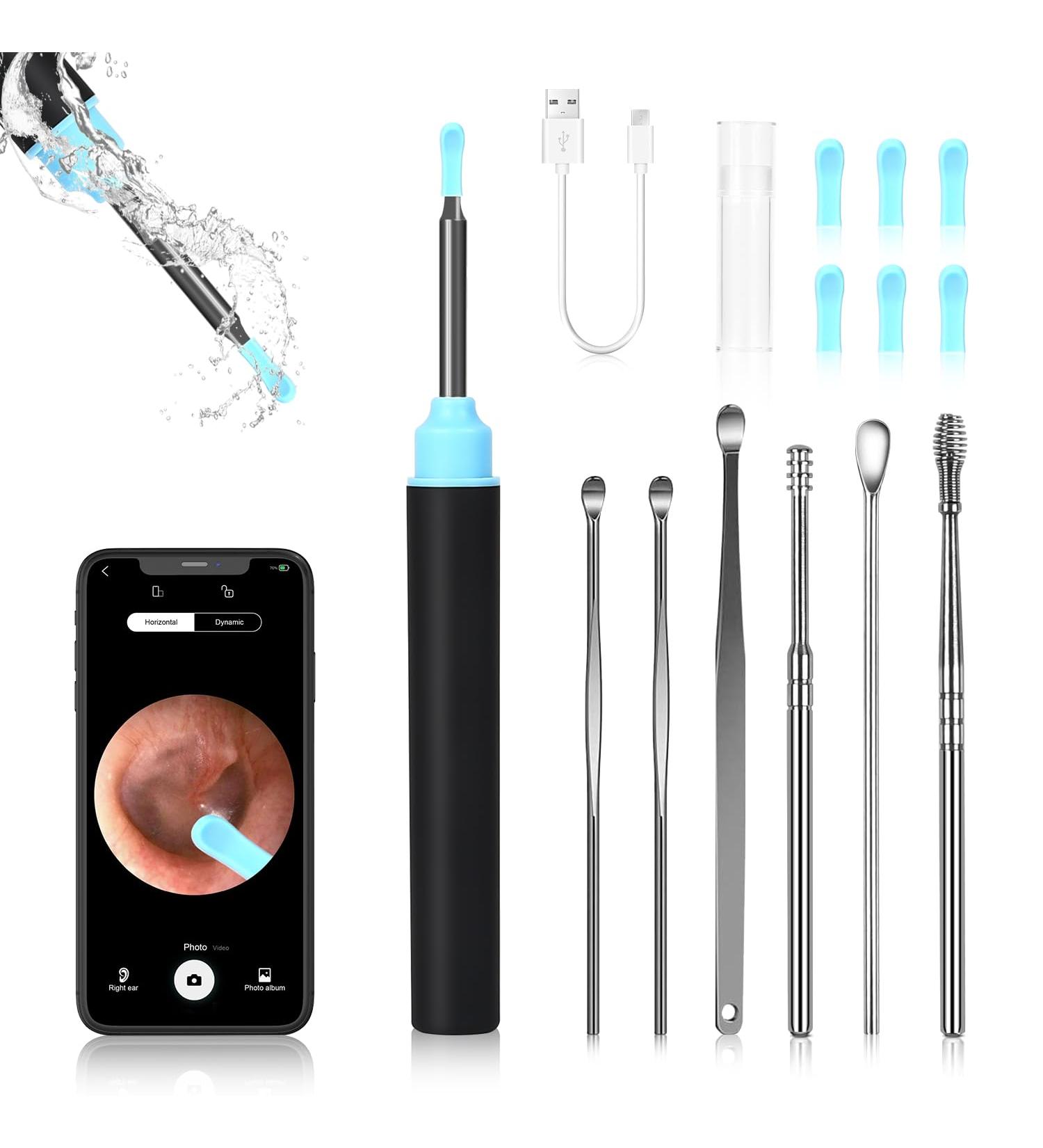 Upgraded Ear Wax Removal Kit - 1080P HD Camera Ear Cleaner with 6 Silicone Spoons | Safe & Effective Earwax Remover for iOS & Android - Buy Online on GoSupps.com
