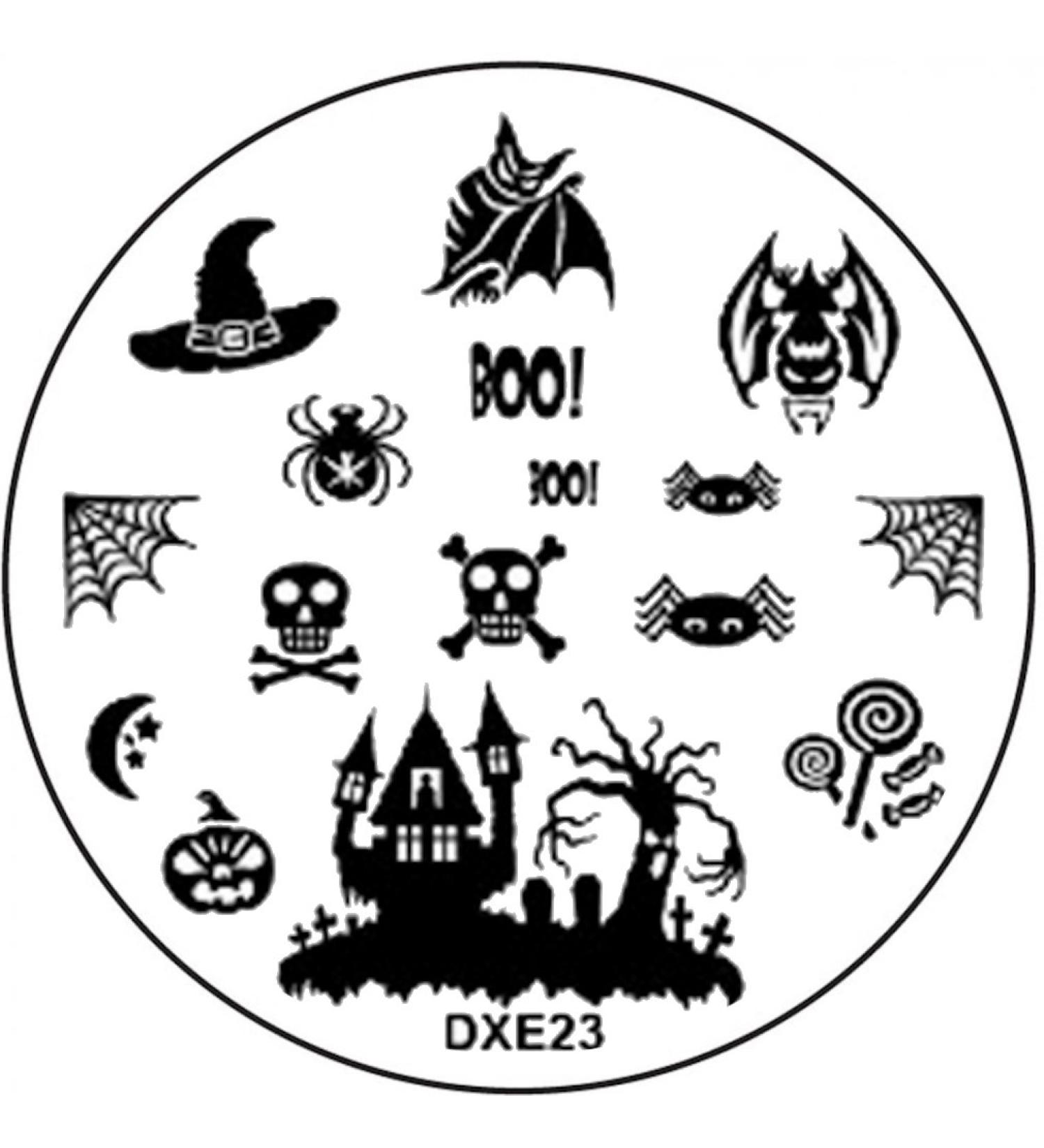 STAMPING STENCIL # DXE-23 Halloween Bat Witch Haunted Castle BOO! Spider Web Spider Pumpkin