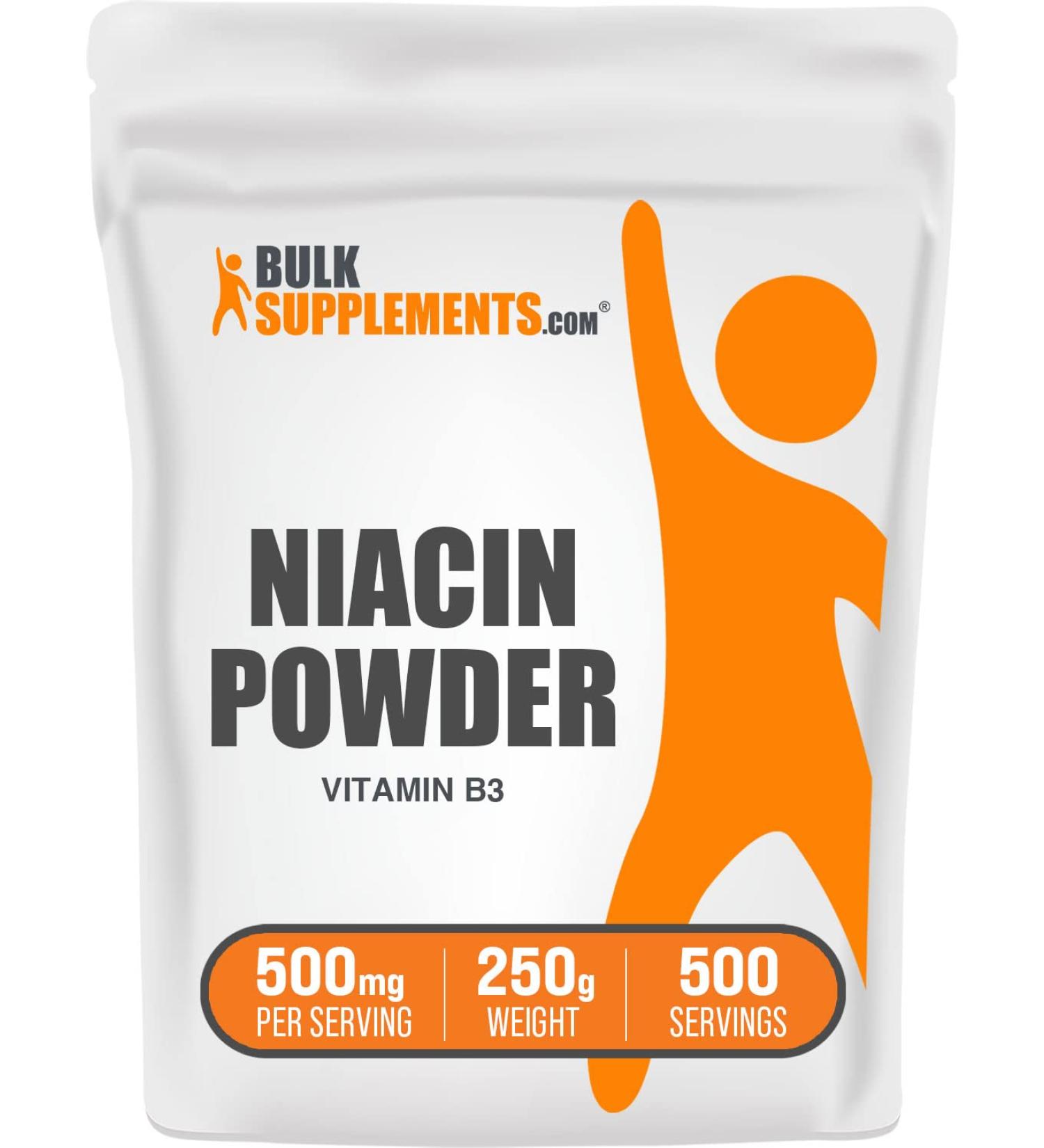 Niacin Powder 500mg - Vitamin B3 Supplement with Flushing - Nicotinic Acid for Niacin Flush - B3 Vitamins - 8.8 oz Pack - Buy Online on GoSupps.com