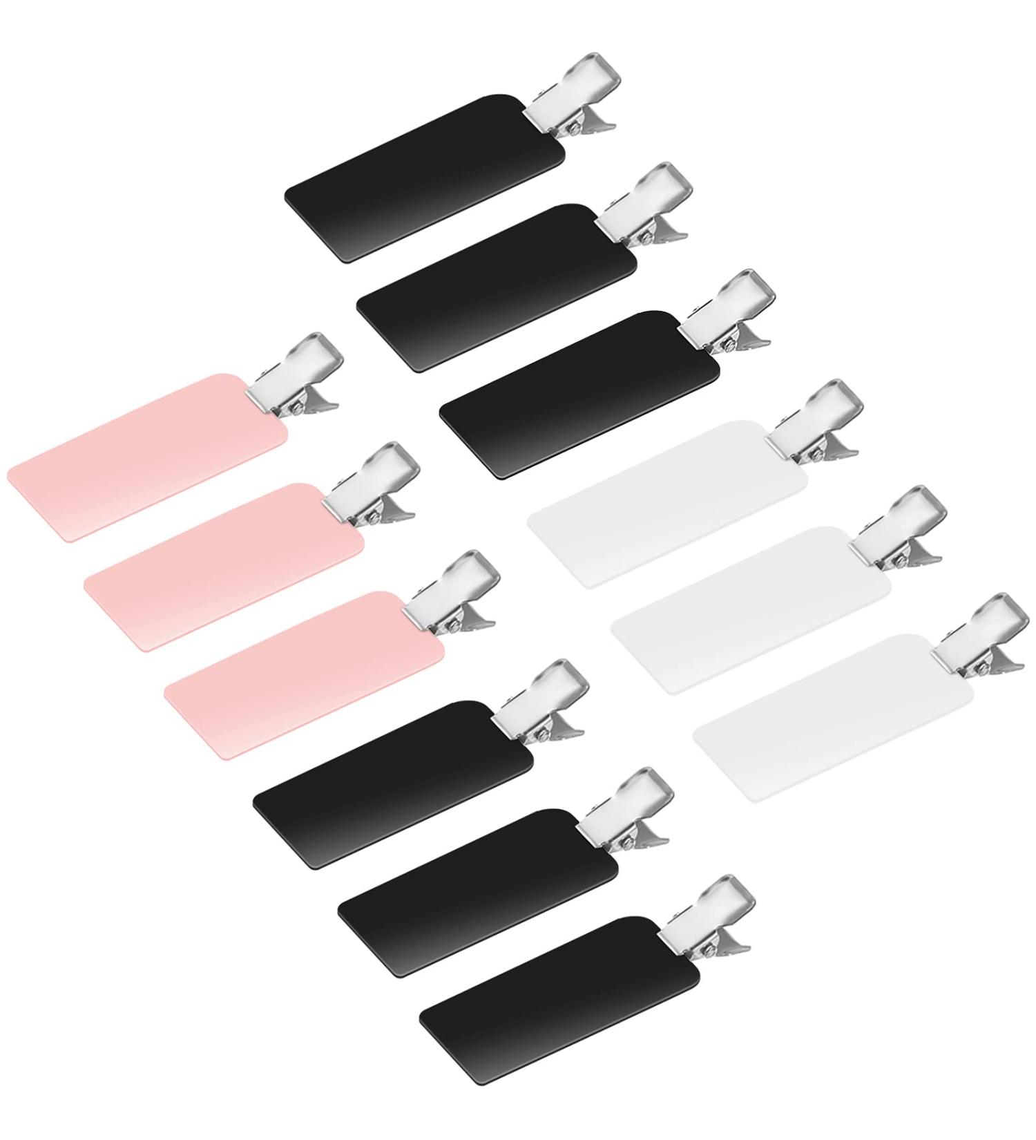 12 Pcs No Bend Curl Clips for Hairstyling, Bangs, Waves & Makeup - Black, White, Pink - Buy Online on GoSupps.com