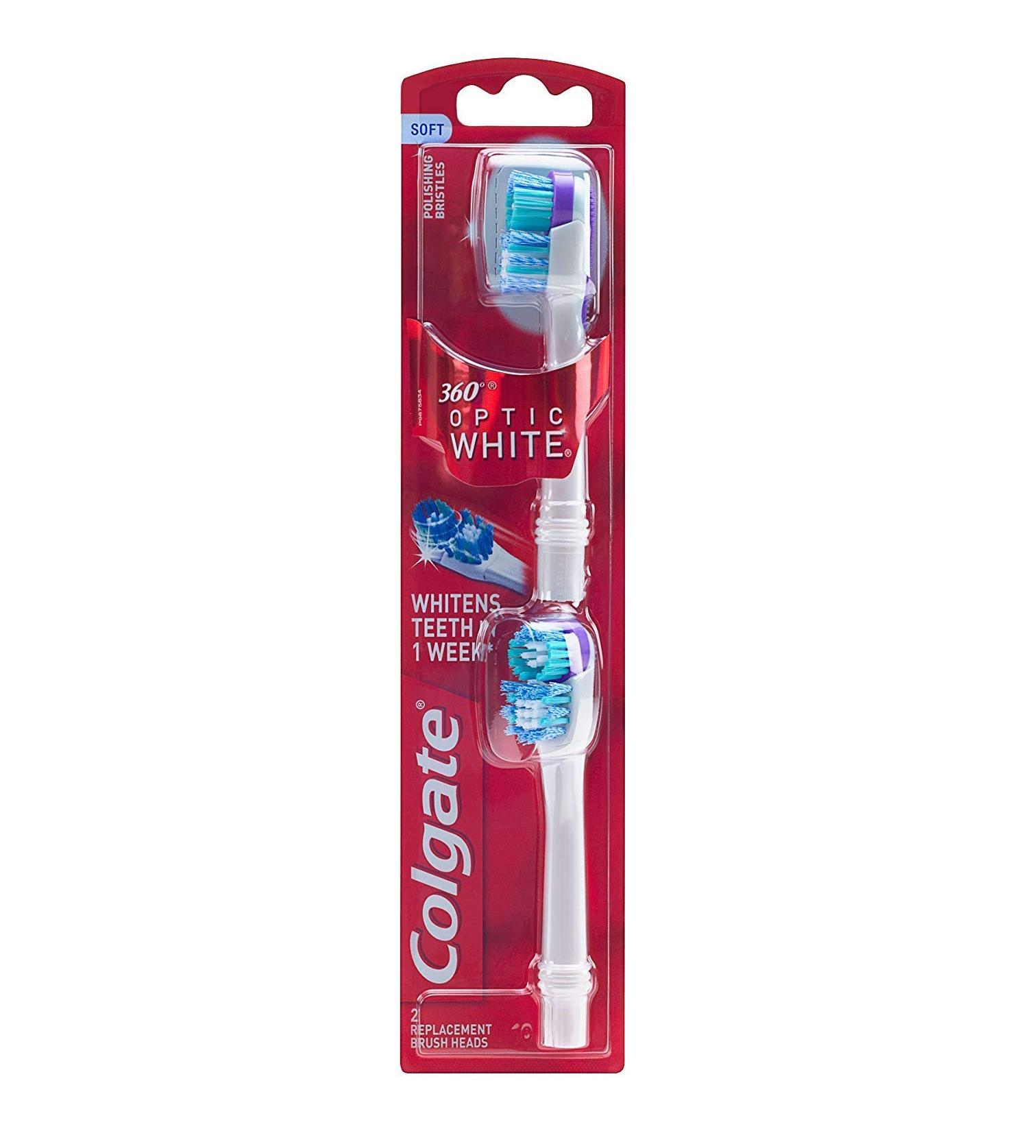 Colgate 360 Degree Optic White Replacement Brush Heads Soft 2 Heads (Pack of 2)