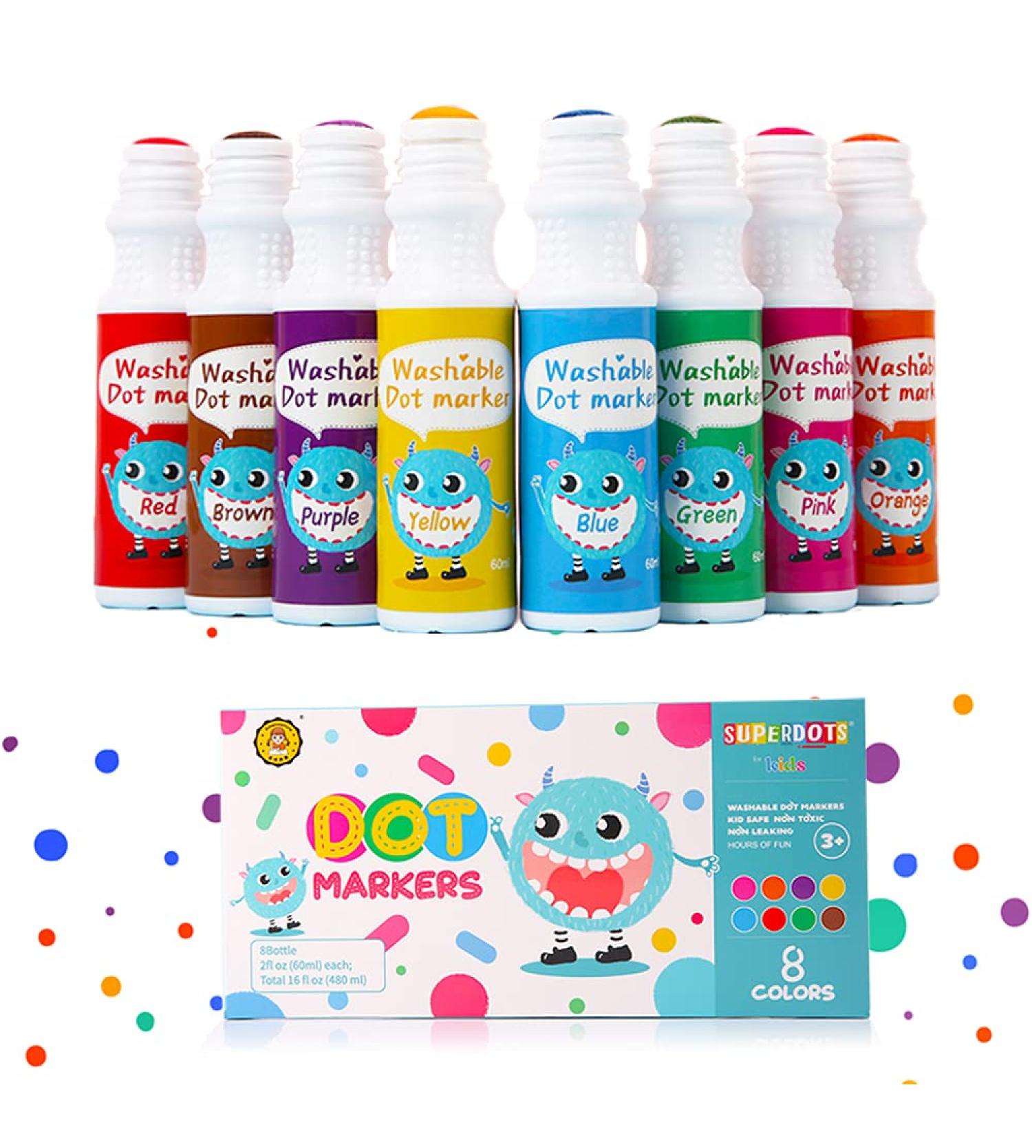 JORNERDN Dot Markers for Toddlers Kids - 8 Colors - Water-Based Non-Toxic Bingo Daubers - 60ml - Fun Preschool Crafts Art Supplies - Includes 580 Pages Activity E-BOOK - Buy Online on GoSupps.com