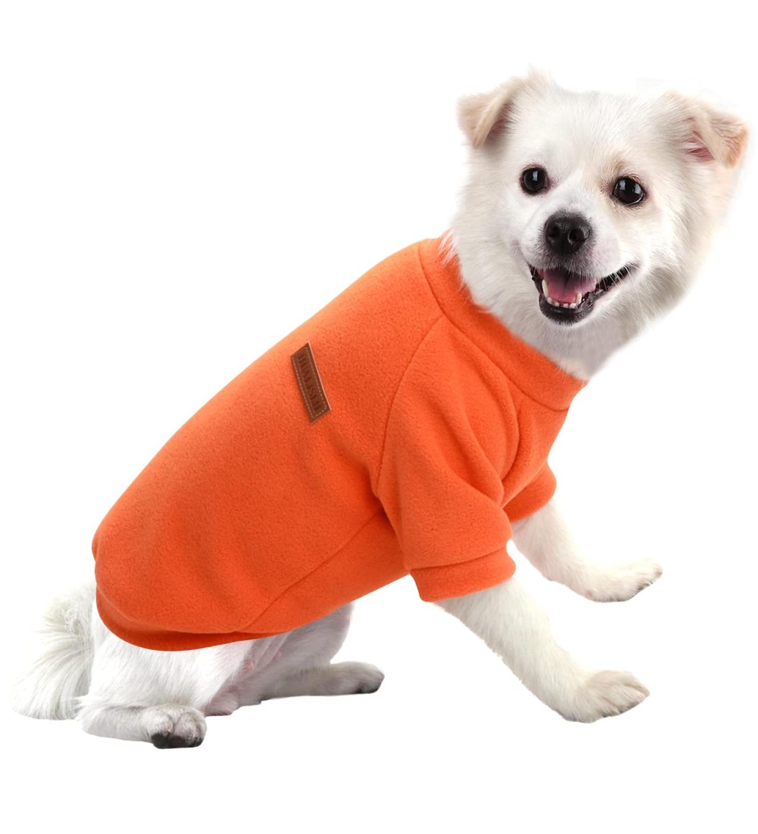 Hualisiji Large Dog Fleece Sweater | Warm Lightweight & Soft | Easy to Wear in Orange (S) - Buy Online on GoSupps.com