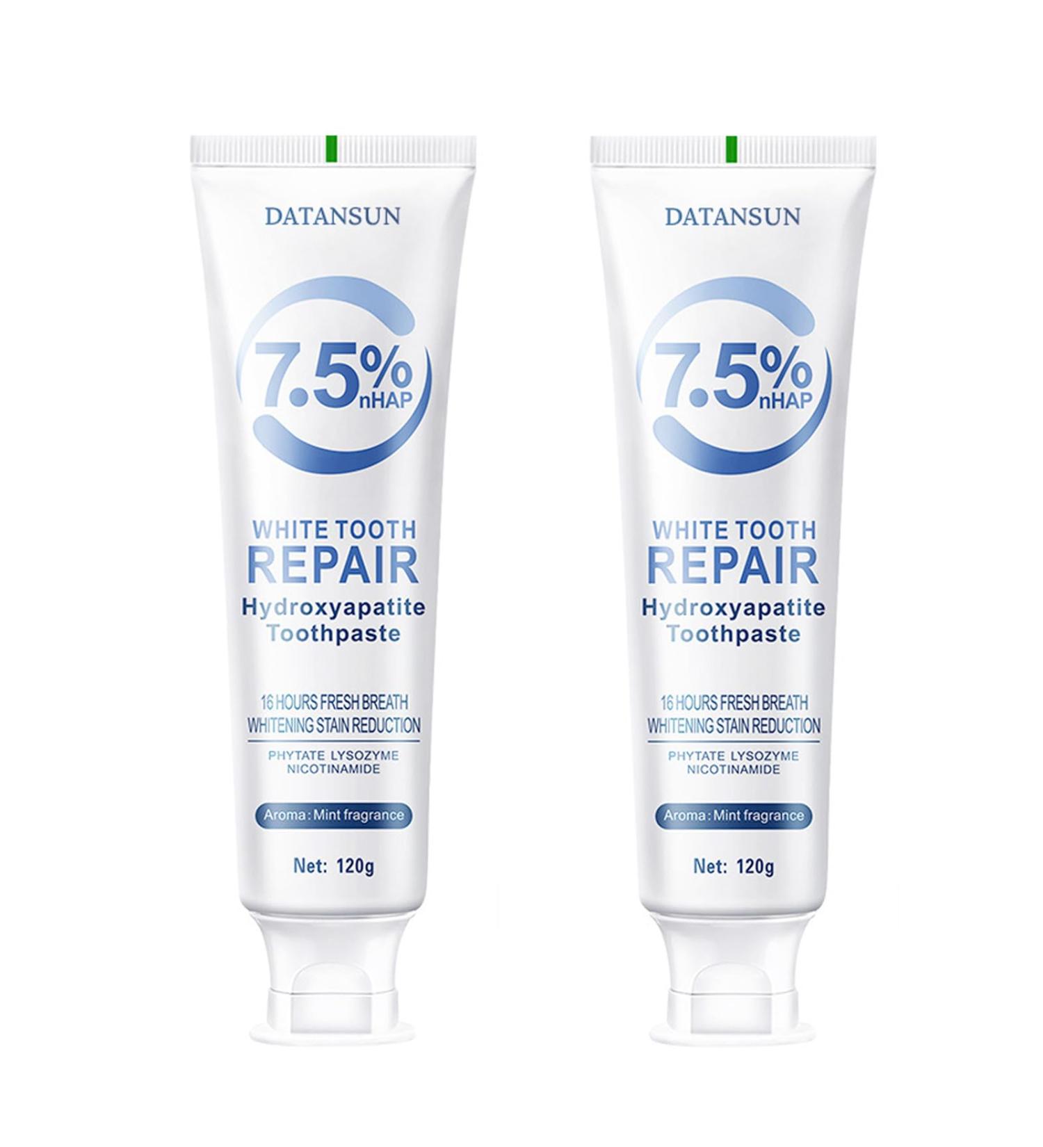 2PCS 7.5% Hydroxyapatite Toothpastes Remineralize Fluoride-Free Stain Removal Daily Use for Oral Health Gentle Mint - Buy Online on GoSupps.com
