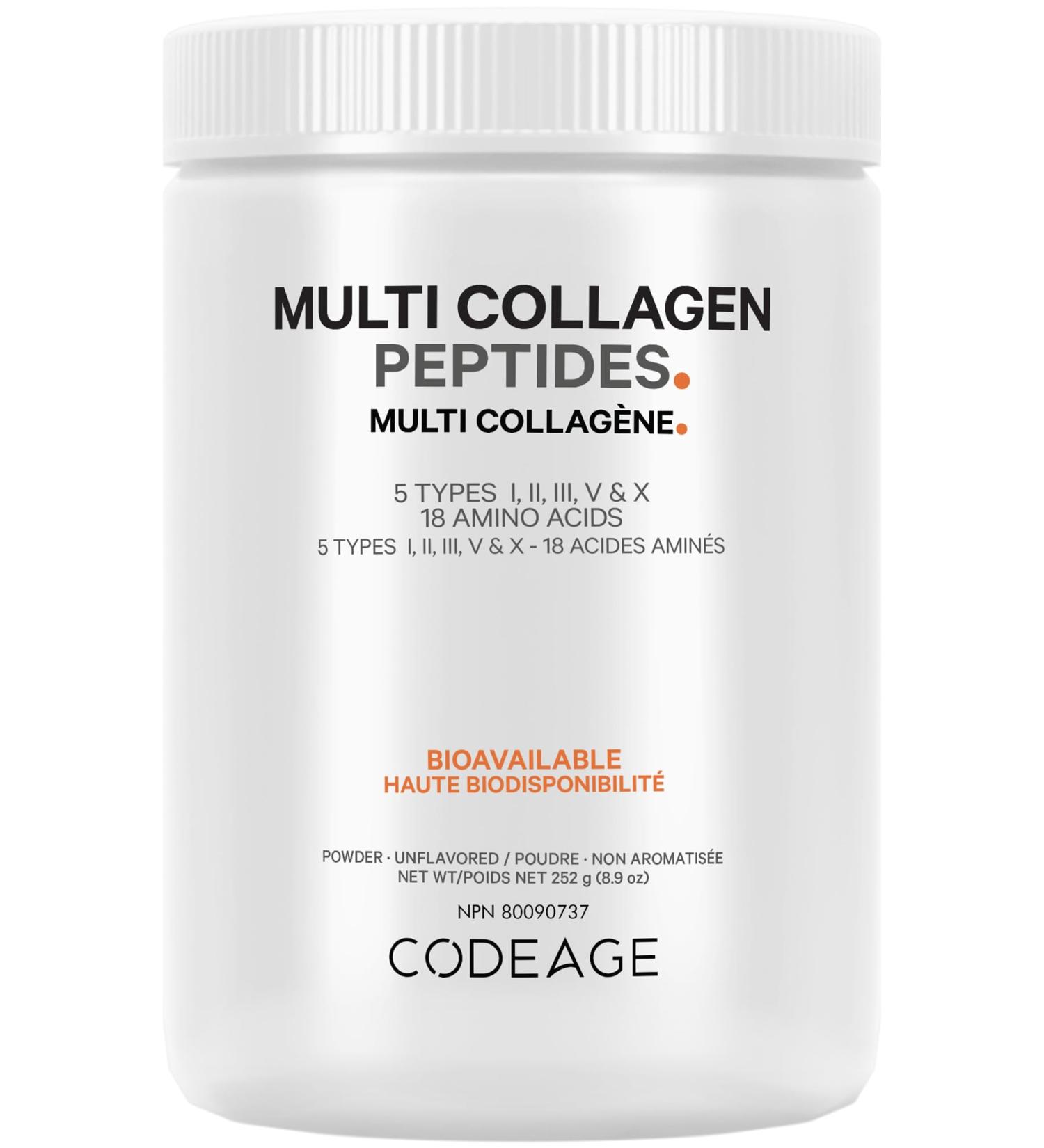 Codeage Multi Collagen Protein Powder Hydrolyzed Type I II III V X Grass Fed All in One Super Bone Broth and Collagen 8.9 Ounces - Buy Online on GoSupps.com
