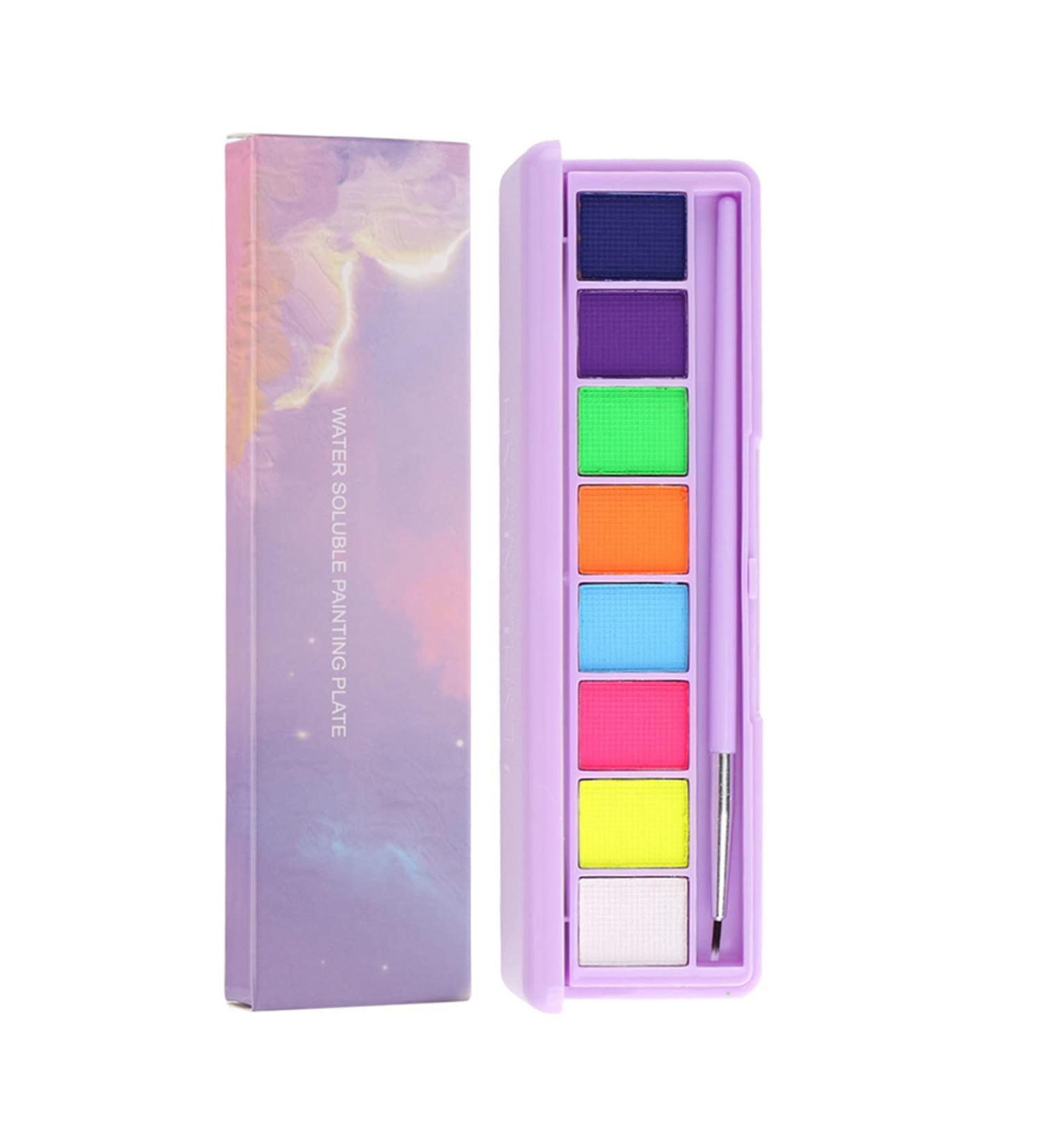 Water Activated Eyeliner Bright Vibrant Eyeliner Body Face Paint Makeup Palette Rainbow UV Glow Matte Coloured Eye Liner Smudge Proof Face Eyes Body Makeup Sets For Girls Women (Set A UV Glow) - Buy Online on GoSupps.com