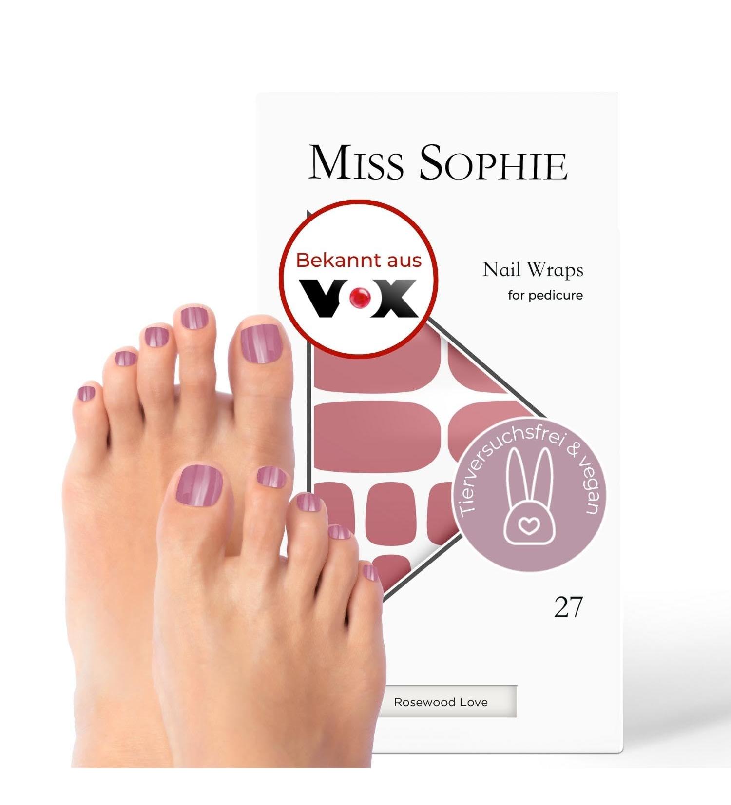 Original Miss Sophie Pedi Wraps | Rosewood Love Pedicure - 27 Ultra-Thin Nail Polish Stripes for Natural & Artificial Nails | Perfect for Gel Acrylic & Shellac Finishes - Buy Online on GoSupps.com