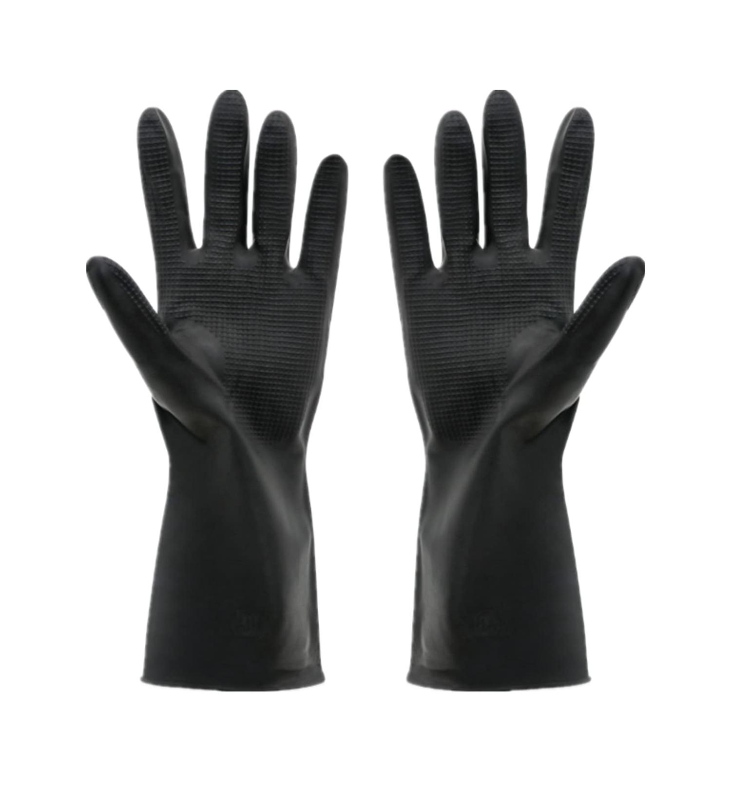 Long Rubber Household Gloves | Reusable Cleaning & Washing Gloves | Black L for Garden Car Wash & Work - Buy Online on GoSupps.com