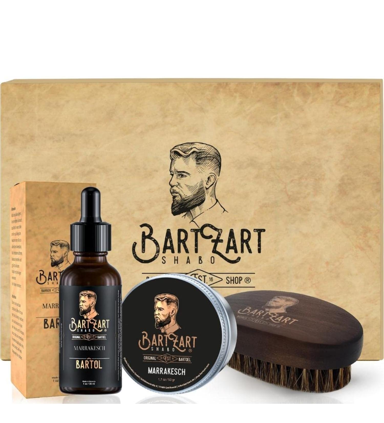 Bartzart Shabo Bartbrush Set | High-Quality Beard Oil Cedar Wood Natural Beard Balm & Wild Boar Bristle Brush | Premium Beard Care Essentials - Buy Online on GoSupps.com