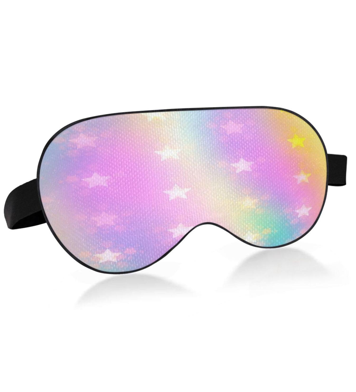 Sleep Mask - Light Blocking Abstract Rainbow Glitter Stars | Adjustable Soft Eye Cover for Travel & Naps | Men & Women - Buy Online on GoSupps.com
