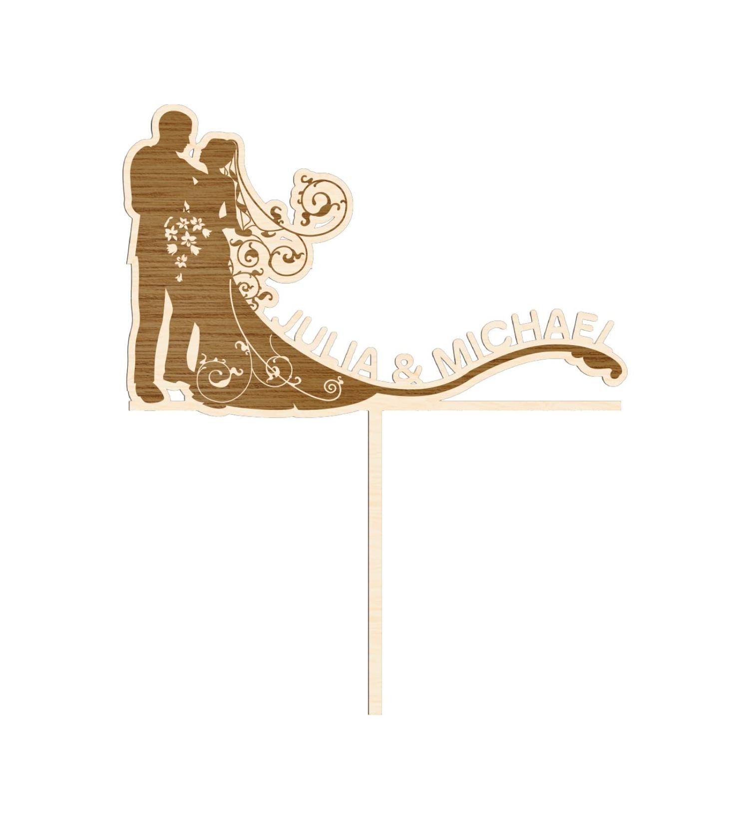 Alsino Personalized Cake Topper | Sustainable Wood | Wedding Birthday Baptism Birth | Engraved Names (LA-125) - Buy Online on GoSupps.com