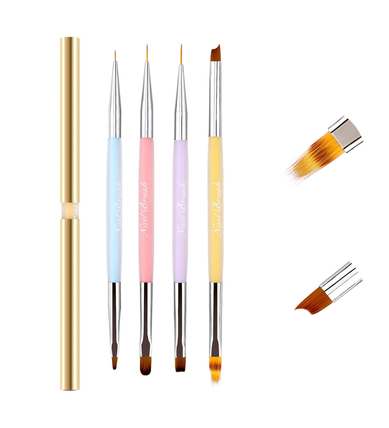Double-Sided Nail Brush & Ombre Brush Set | 8 Heads Nail Art Brushes for Gel Polish & UV Nails - Lea-Shall 4PCs - Buy Online on GoSupps.com