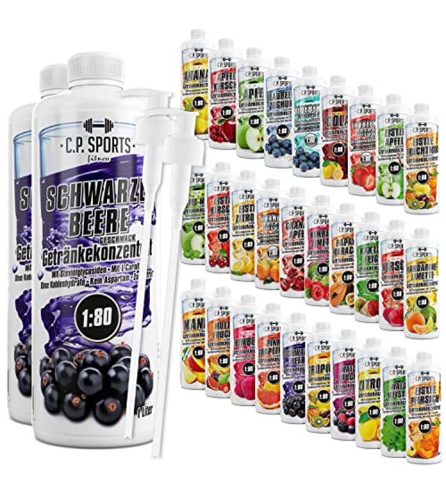 C.P.Sports Sugar-Free Beverage Syrup - Blackberry Vitamin Drink Concentrate (2L + 2 Pump Dispenser) | Ideal for Hydration & Sports Performance - Buy Online on GoSupps.com