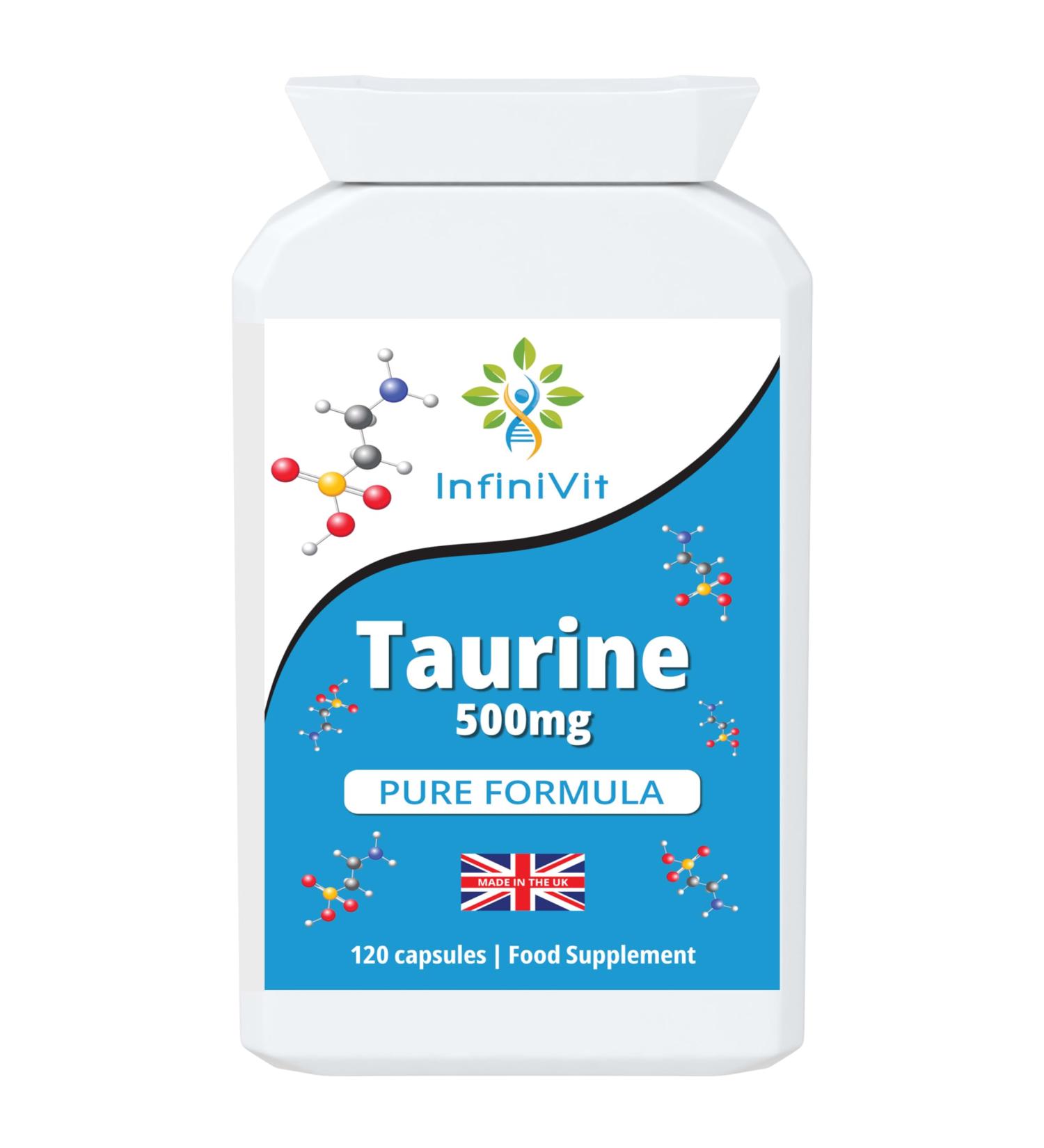 InfiniVit - Taurine Pure Formula Vegan Amino Acid High Strenght Taurine 4 Months Supply 120 Capsules