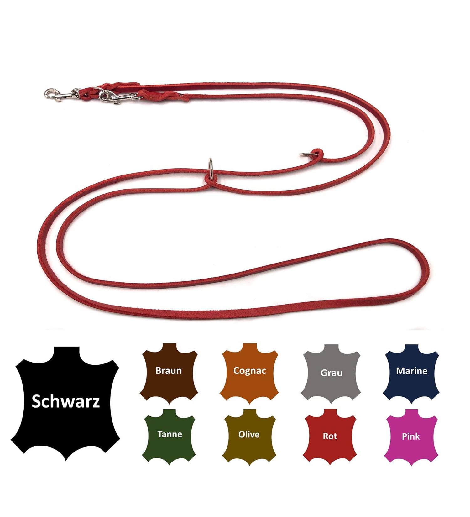 Adjustable Fat Leather Dog Leash for Small & Large Dogs - 2m 2.4m 2.8m 3.5m 5m - Red - Durable & Stylish - Buy Online on GoSupps.com