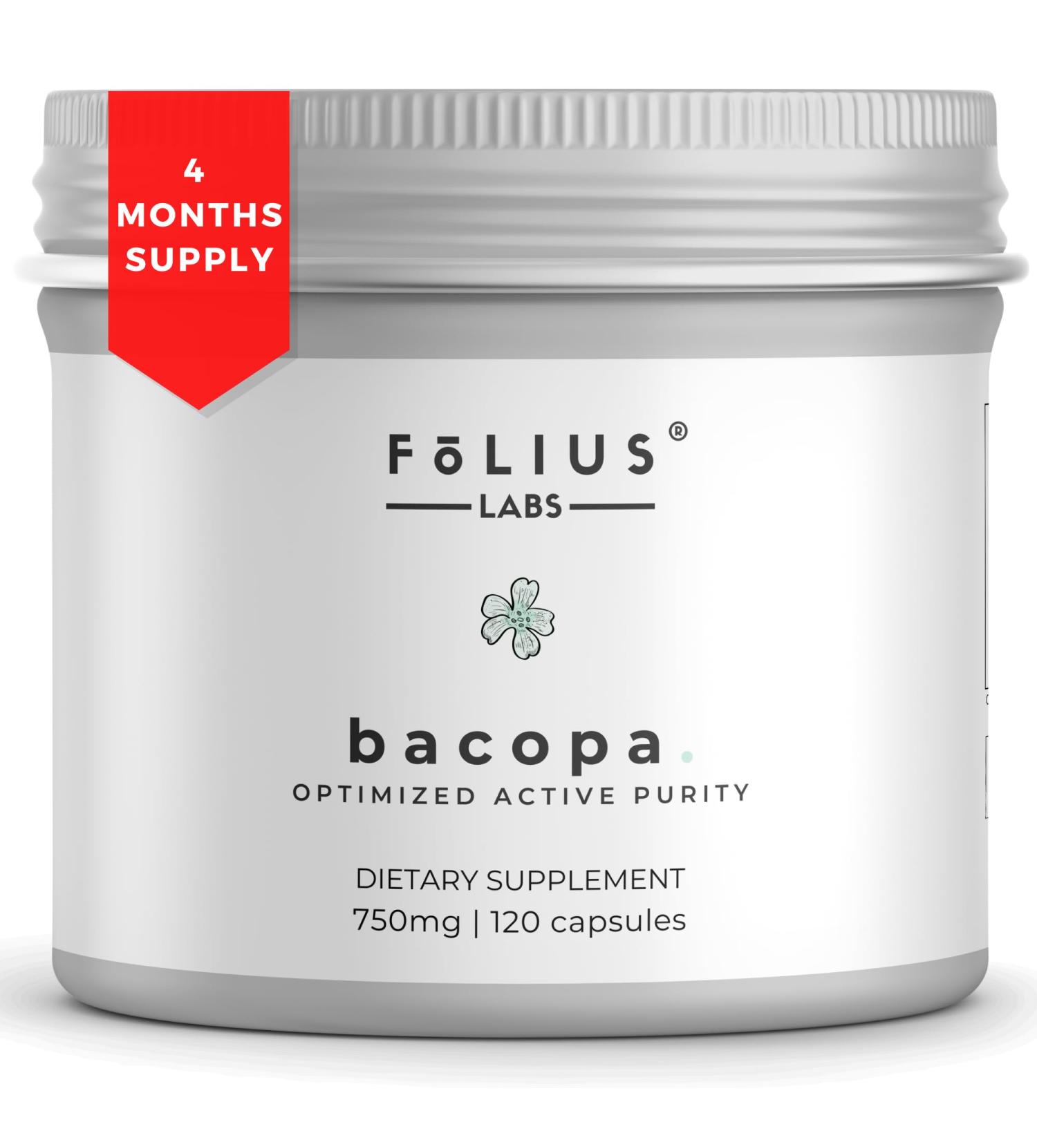 FOLIUS LABS Bacopa Monnieri Capsules 750mg Herbal Supplement with 40% Bacosides Bacopa Monnieri - Helps to Support Memory and Cognitive Ability 120 Capsules - Buy Online on GoSupps.com