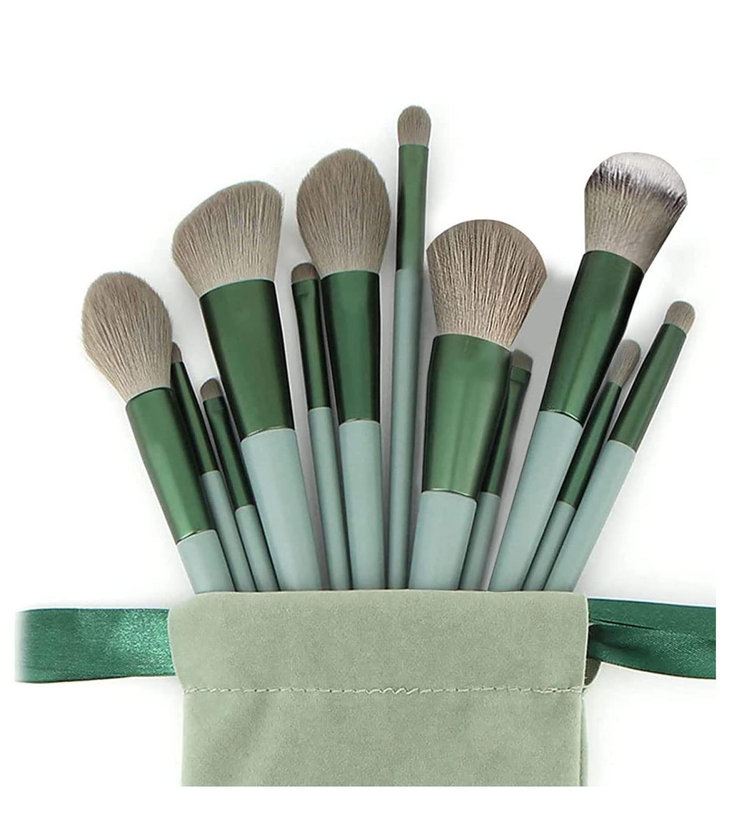 Makeup Brushes Makeup Brush Set Premium Synthetic Foundation Brush Face Contour Brush Blending Face Powder Blush Concealers Brush Make up Brushes Set (13 Pcs green) - Buy Online on GoSupps.com