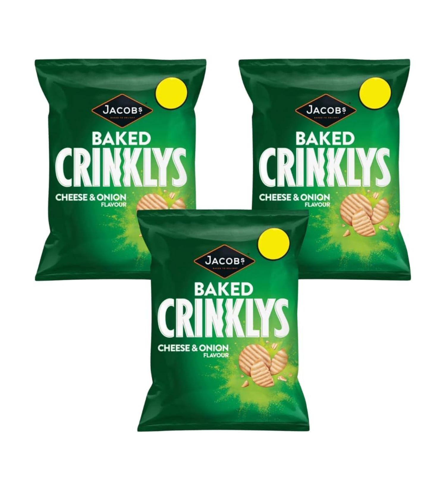 Baked Crisps Bundle Consisting of Jacob's Crinklys Cheese & Onion 90g (3 Pack)