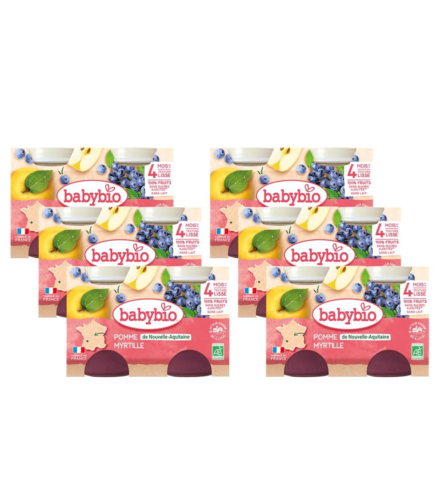 Babybio - Small Pots of Aquitaine/Blueberry 260 g - Pack of 6 - 4 Months - Organic - Buy Online on GoSupps.com