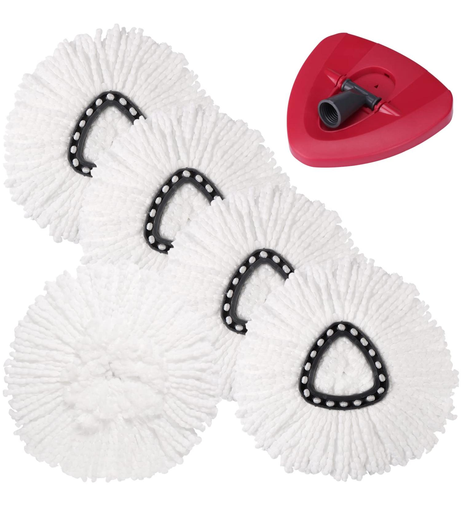 DTOPNIOR Spin Mop Replacement Head - 4 Pack Microfiber Refills for Triangle Spin Mop | Easy Cleaning Floor Mop Head with Rotating Base - White - Buy Online on GoSupps.com